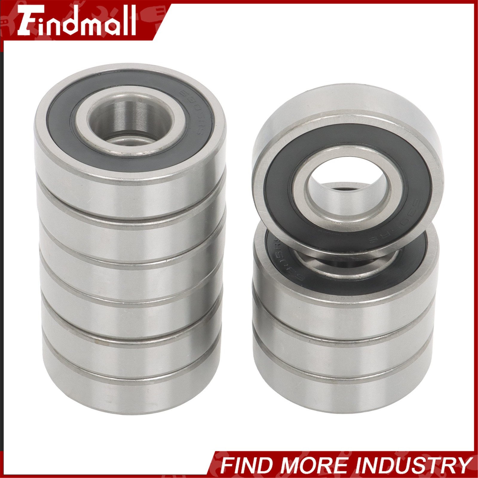 Findmall 6305-2RS C3 Ball Bearing 25x62x17mm 10 Pcs Premium Rubber Sealed