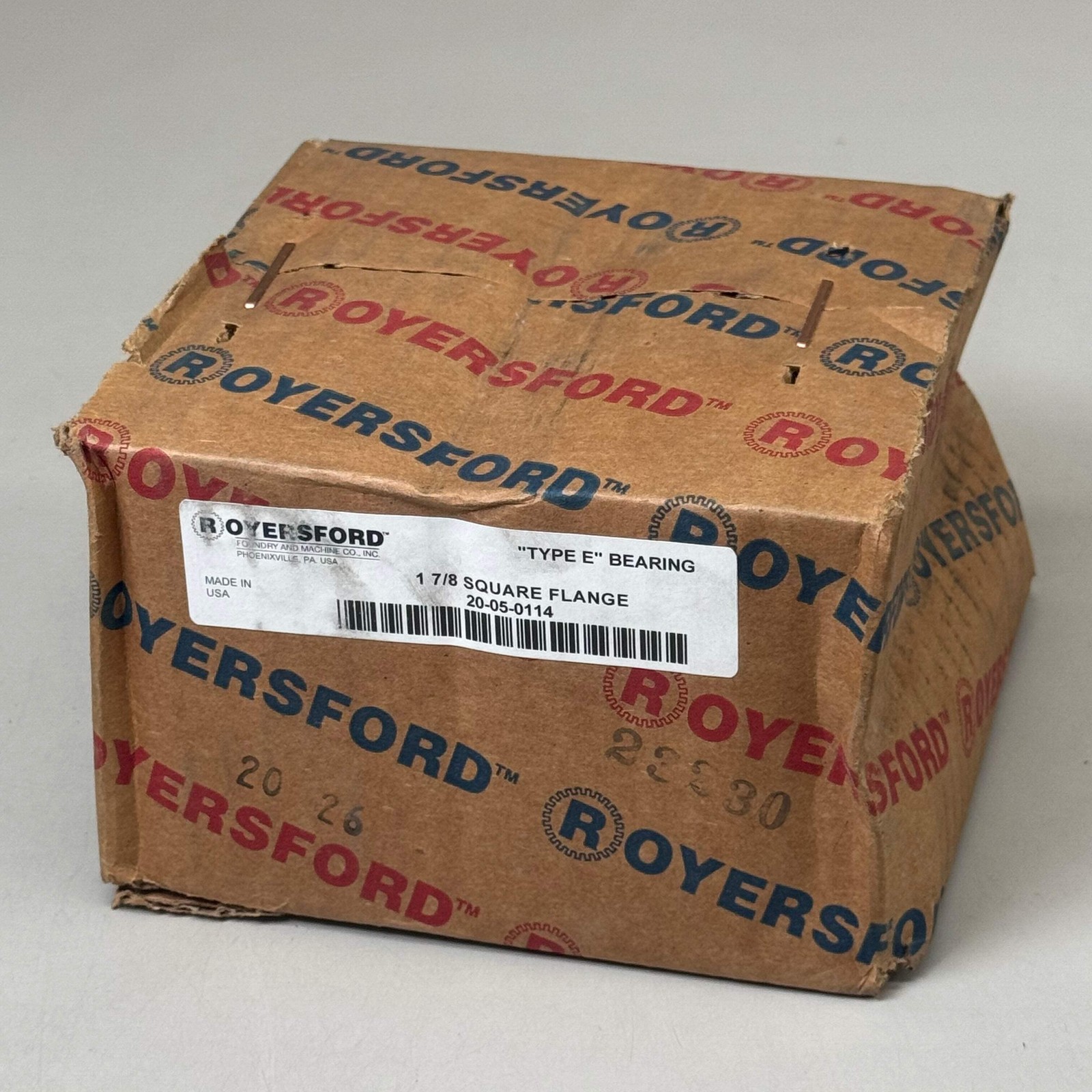 ROYERSFORD Type E 4-Bolt Square Flange Bearing 1-7/8″ Tapered Roller 20-05-0114