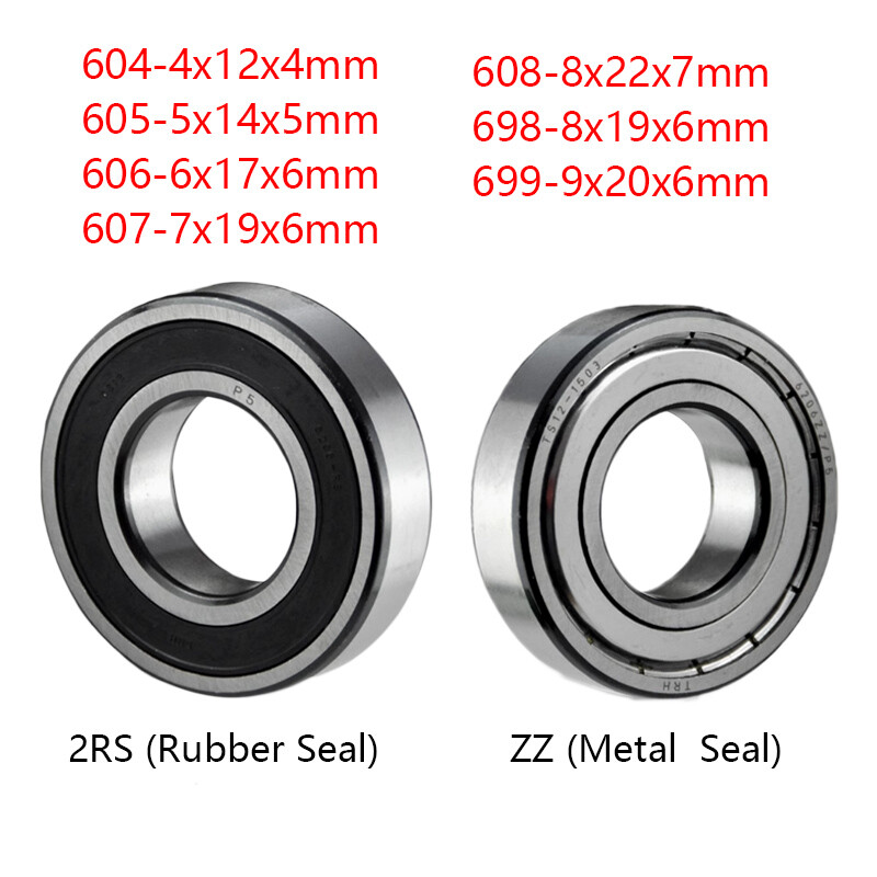 604/605/606-699 Miniature Deep Groove Ball Bearings Rubber / Metal Seals 2RS/ZZ