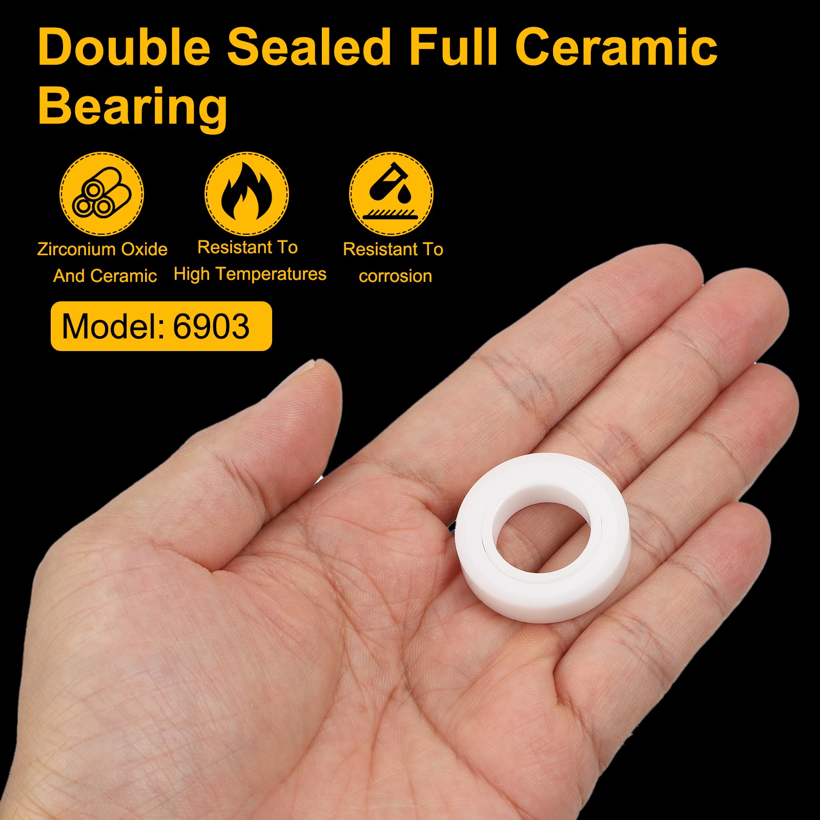 6903-2RS Full Ceramic Bearing 17x30x7mm Double Sealed ZrO2 Ceramic Ball