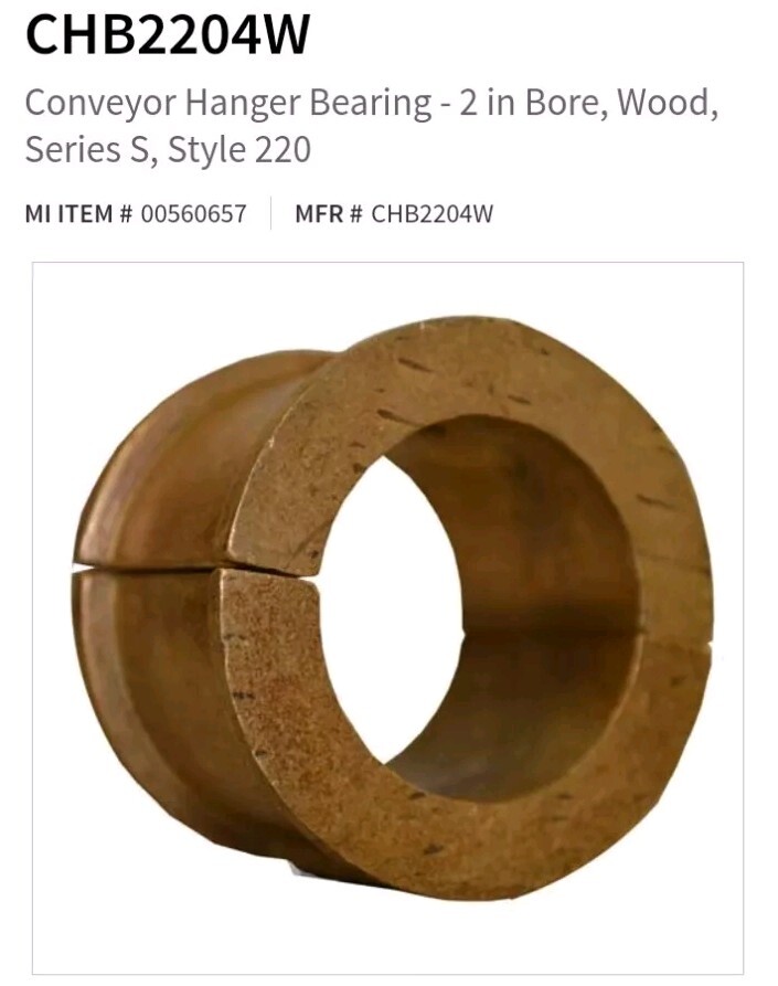 CHB2204W Conveyor Hanger Bearing 2 in Bore Wood