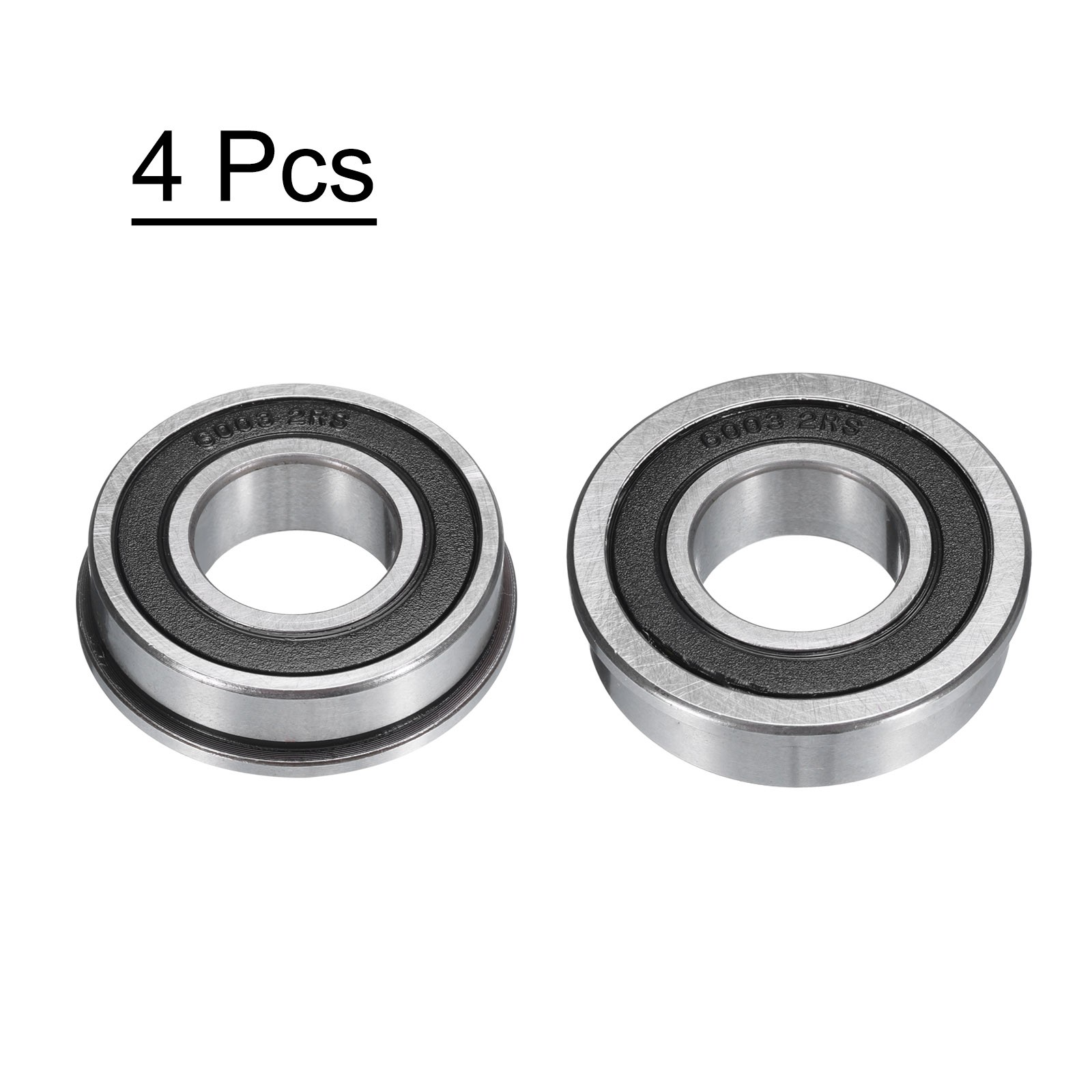 F6003-2RS Flanged Ball Bearing 17x35x10mm Double Seals Chrome Steel Bearing 4pcs