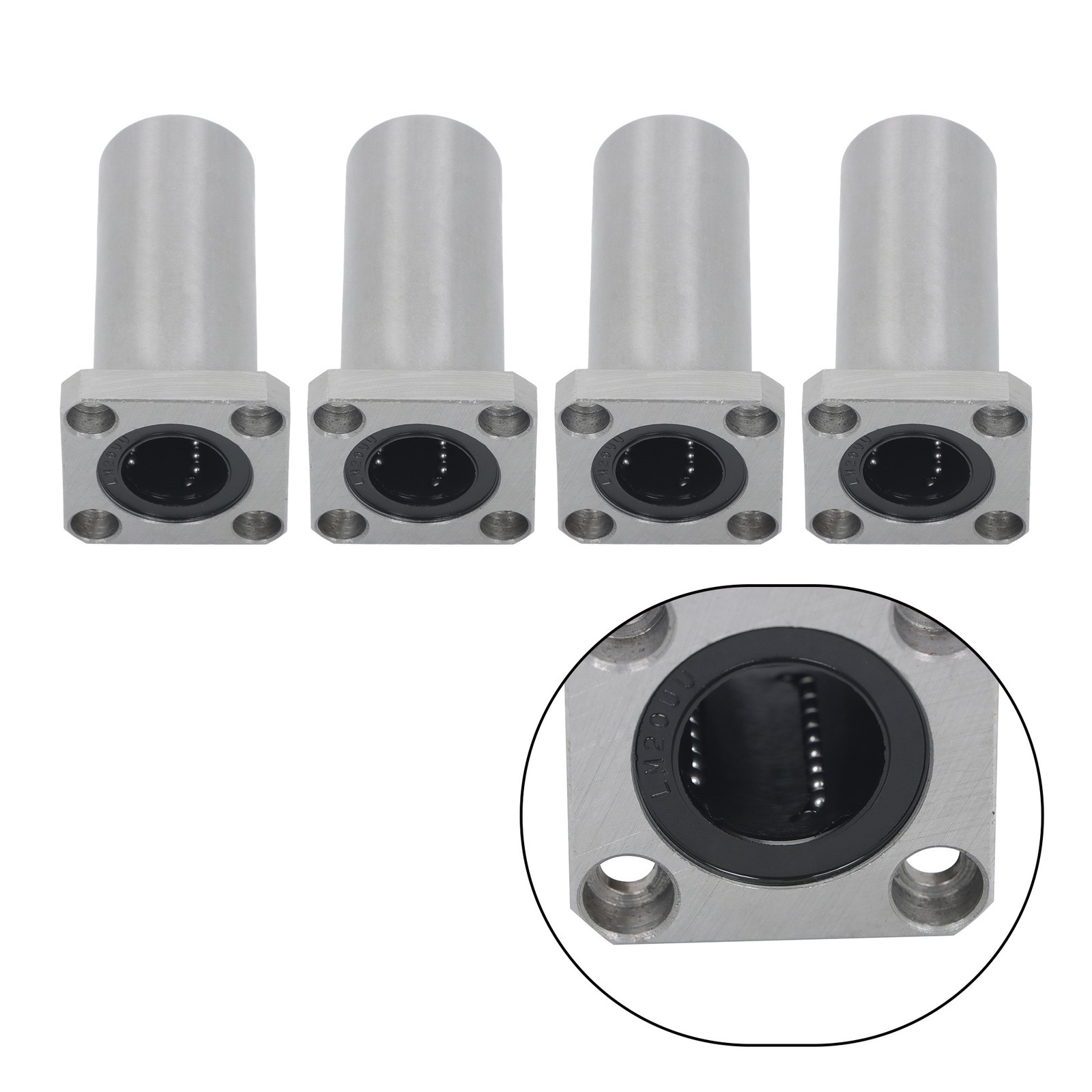 4 Pack LMK20LUU Linear Bearing 20x32x80mm Extra Long Square Flange Steel Cage