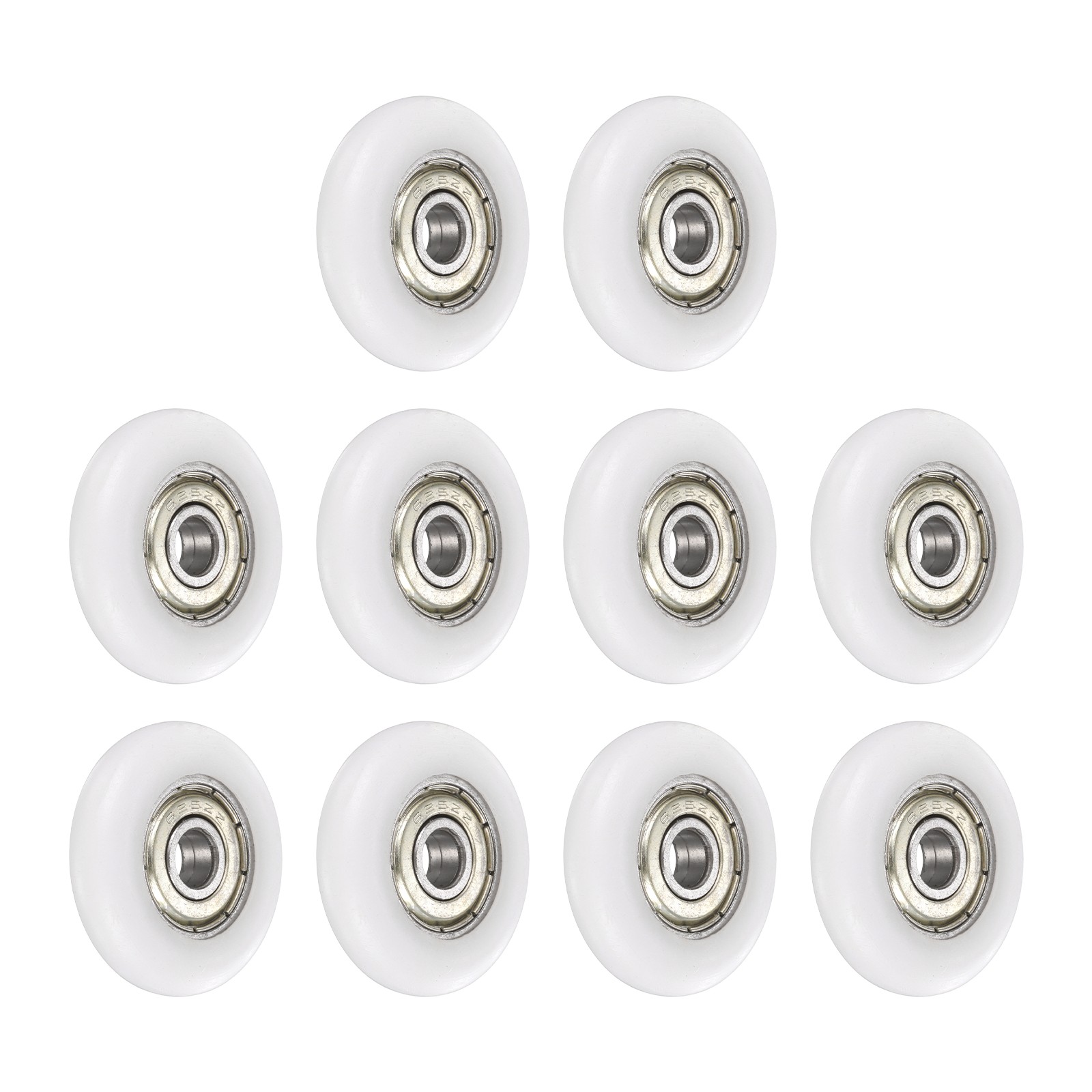 10Pcs 5x25x6mm Metal Shielded (GCr15) Chrome Steel Bearing+POM Guide, White