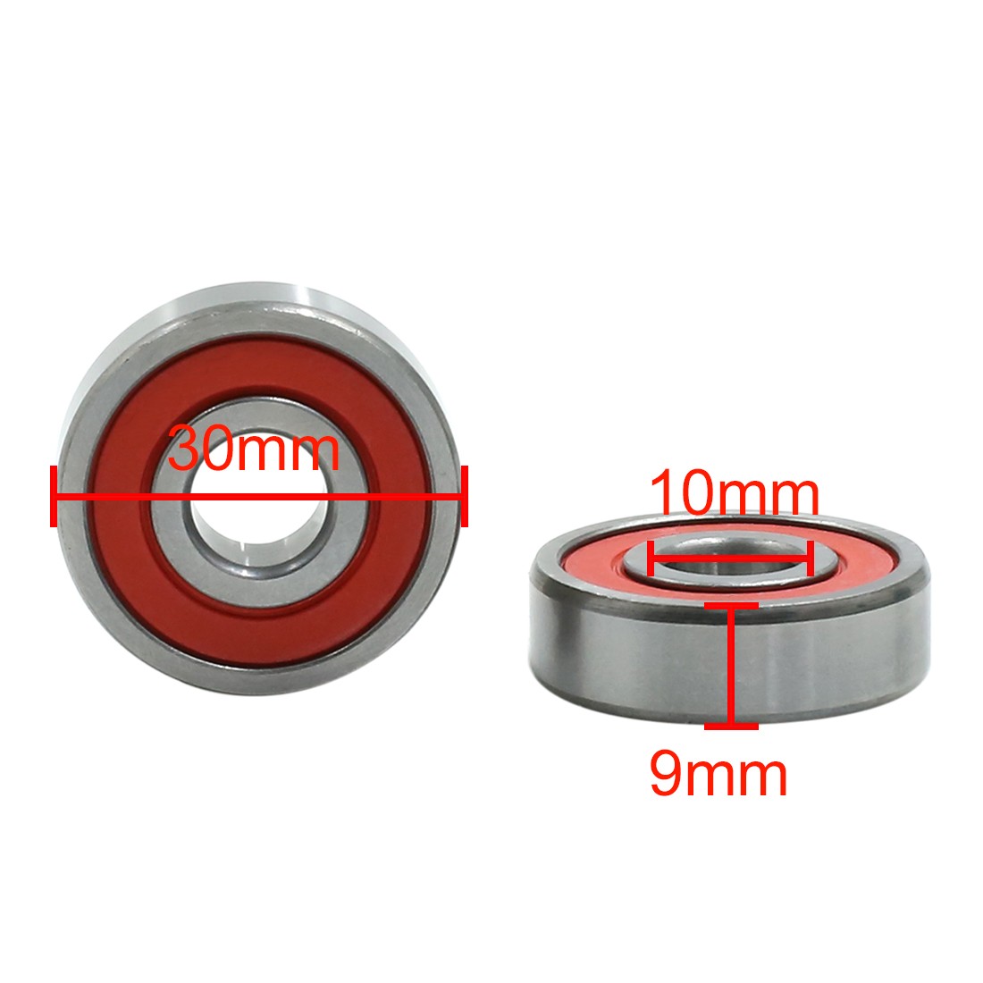 2pcs 6200RS 10mm x 30mm x 9mm Double Sealed Deep Groove Ball Bearing
