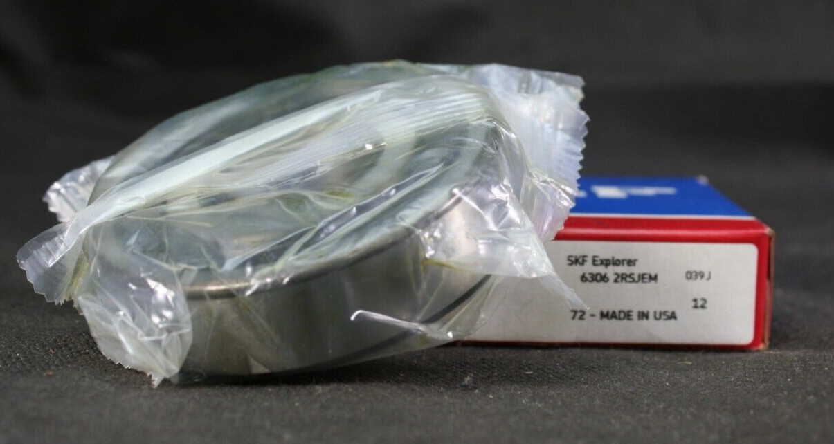 One (1) SKF 6306 2RSJEM Deep Groove Bearing 30MM ID USA NEW