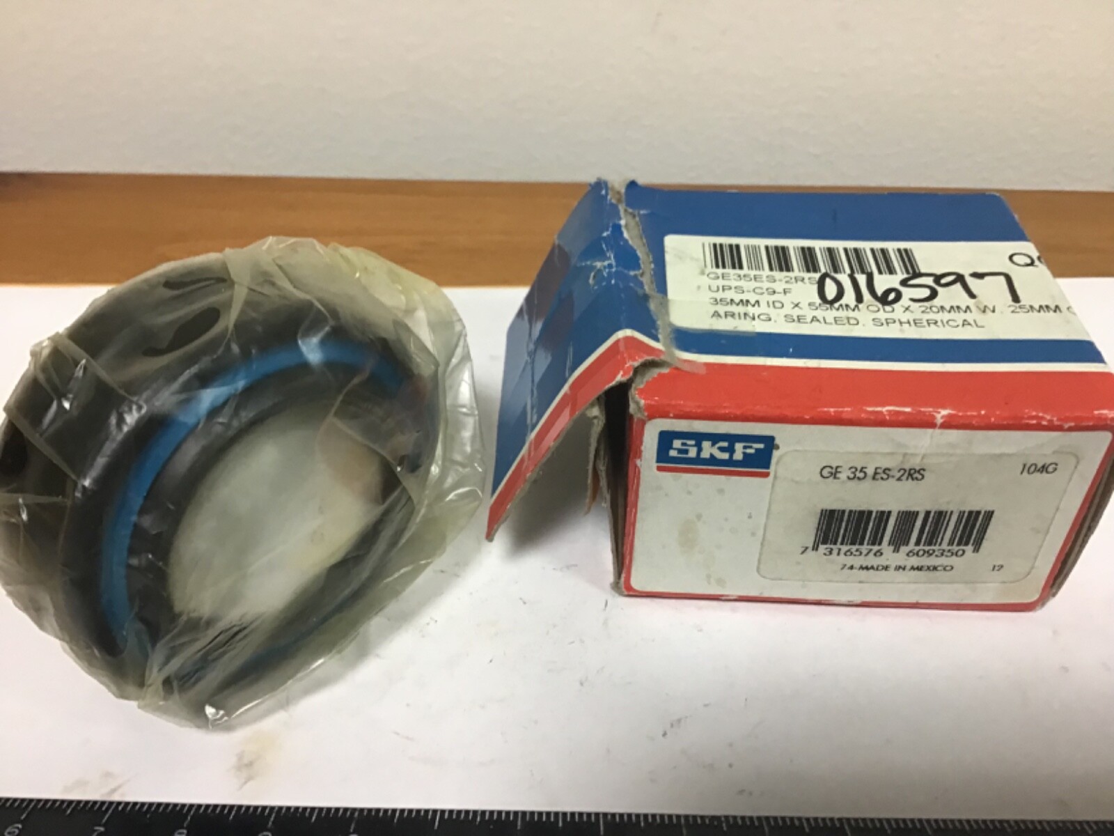 New SKF GE 35 ES 2RS Spherical Bearing, 35mm ID, 55mm OD, 25mm Width
