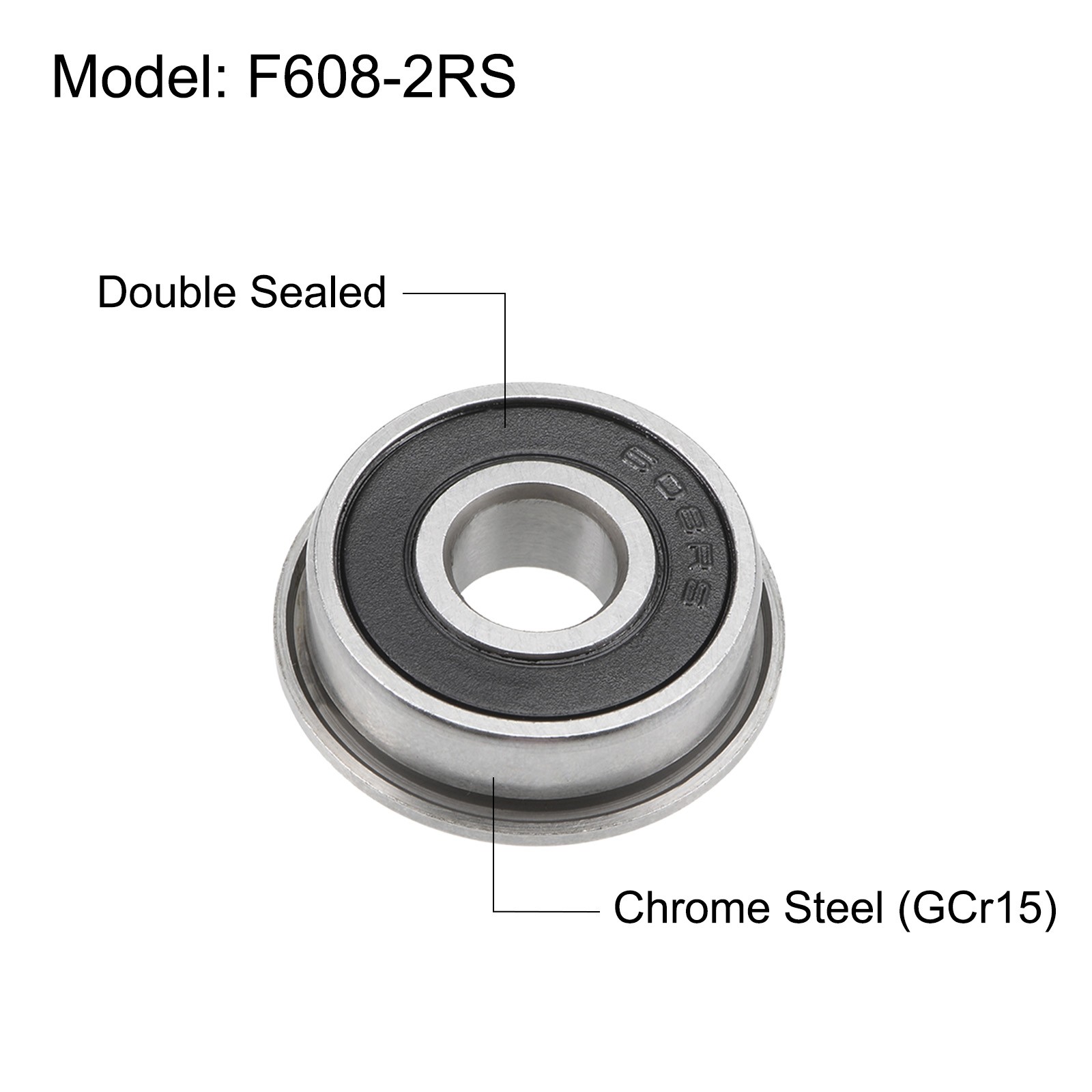 F608-2RS Flanged Ball Bearing 8x22x7mm Sealed Chrome Steel Flange Bearings 10pcs