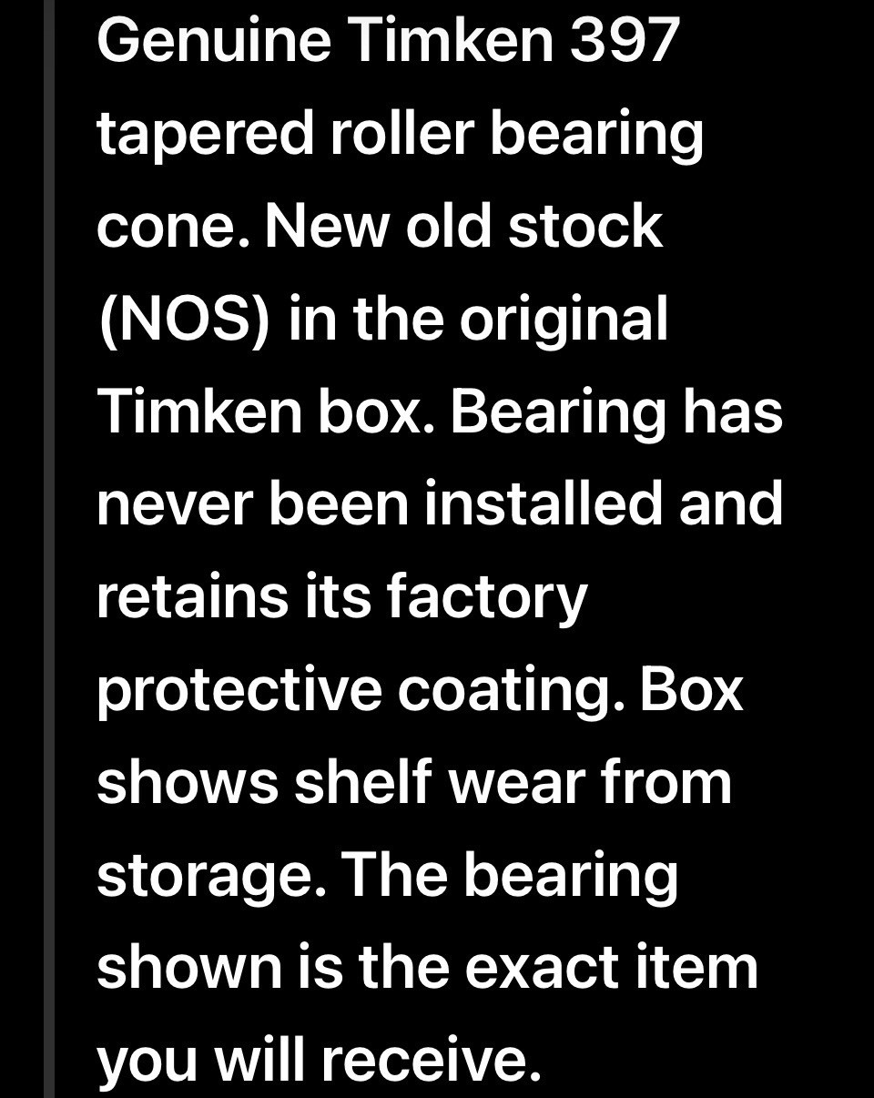 Timken 397 Tapered Roller Bearing Cone Steel 60mm Bore 110x22mm