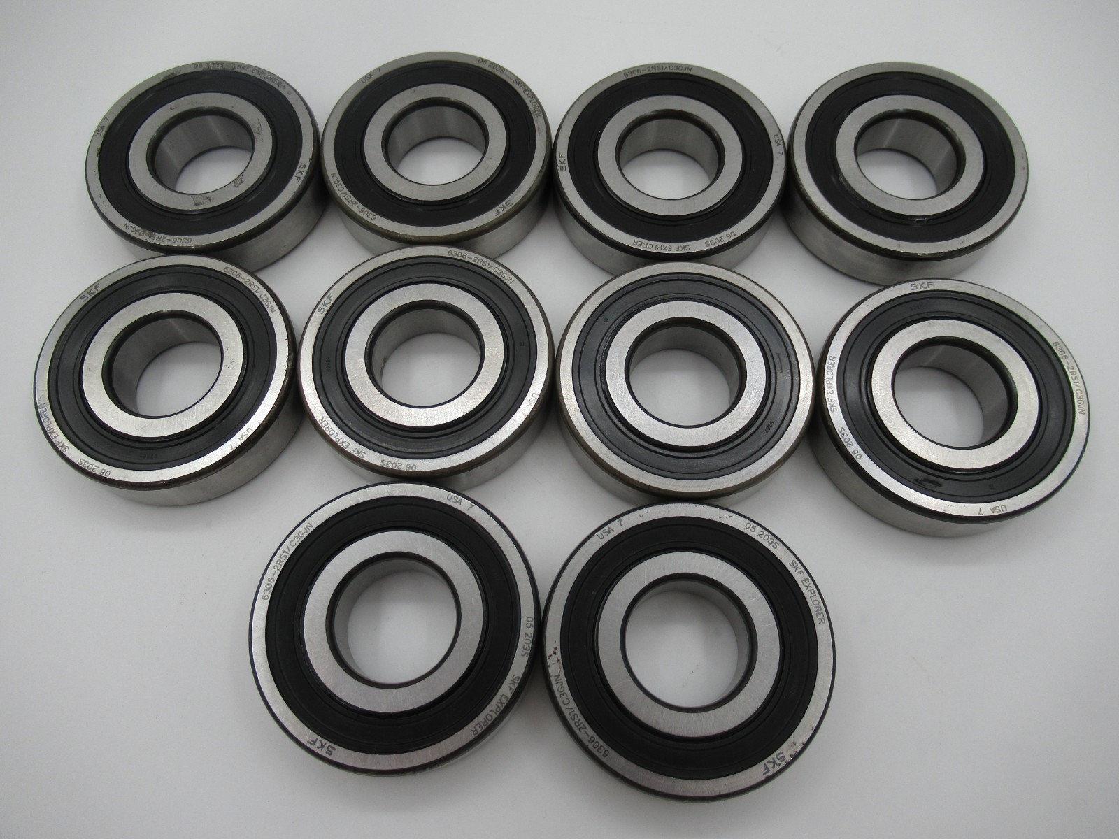 Lot of 10 Used SKF Bearings 6306-2RS1/C3GJN “Look”