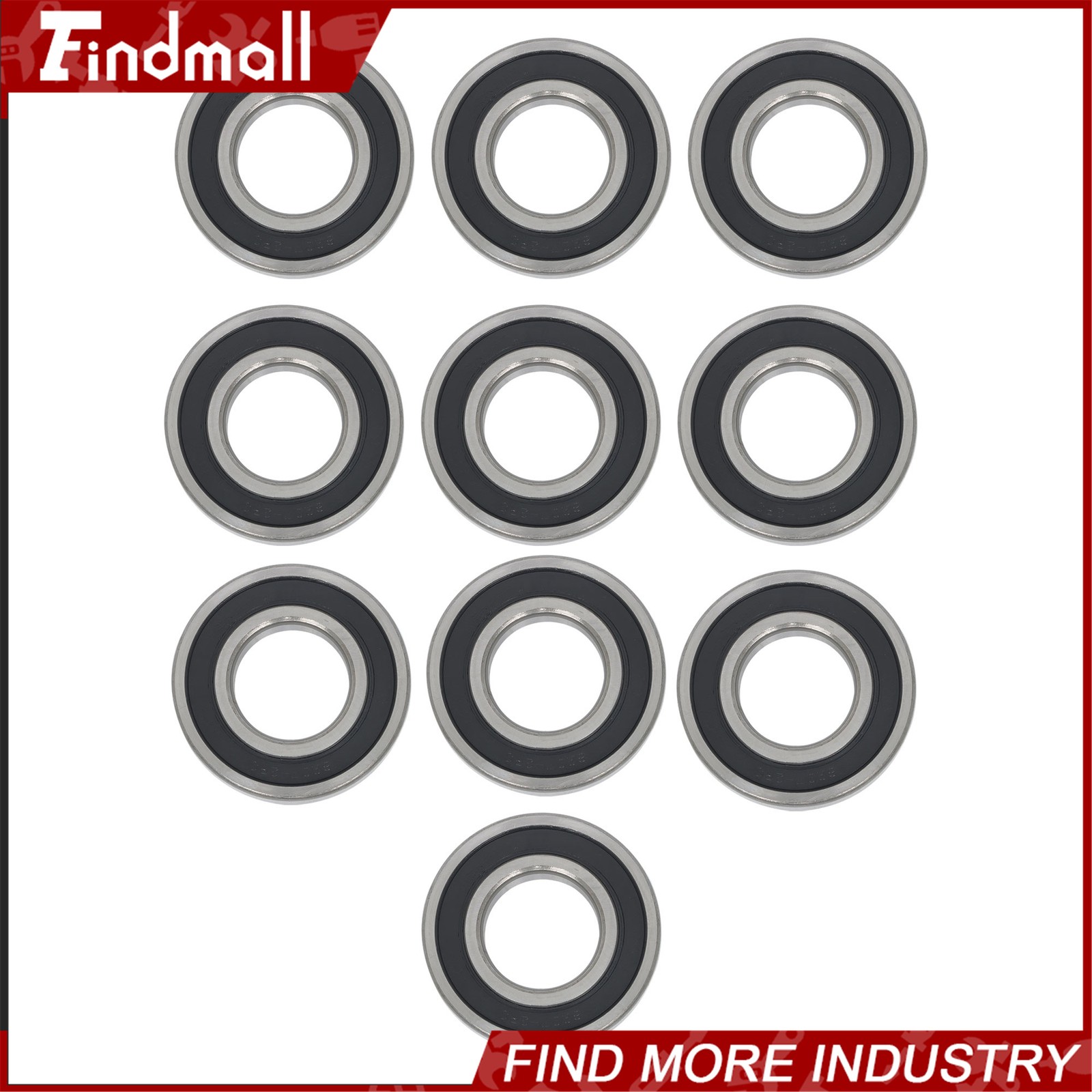 Findmall 6207-2RS Deep Groove Bearings 10pcs 35mm x72mm x17mm Sealed