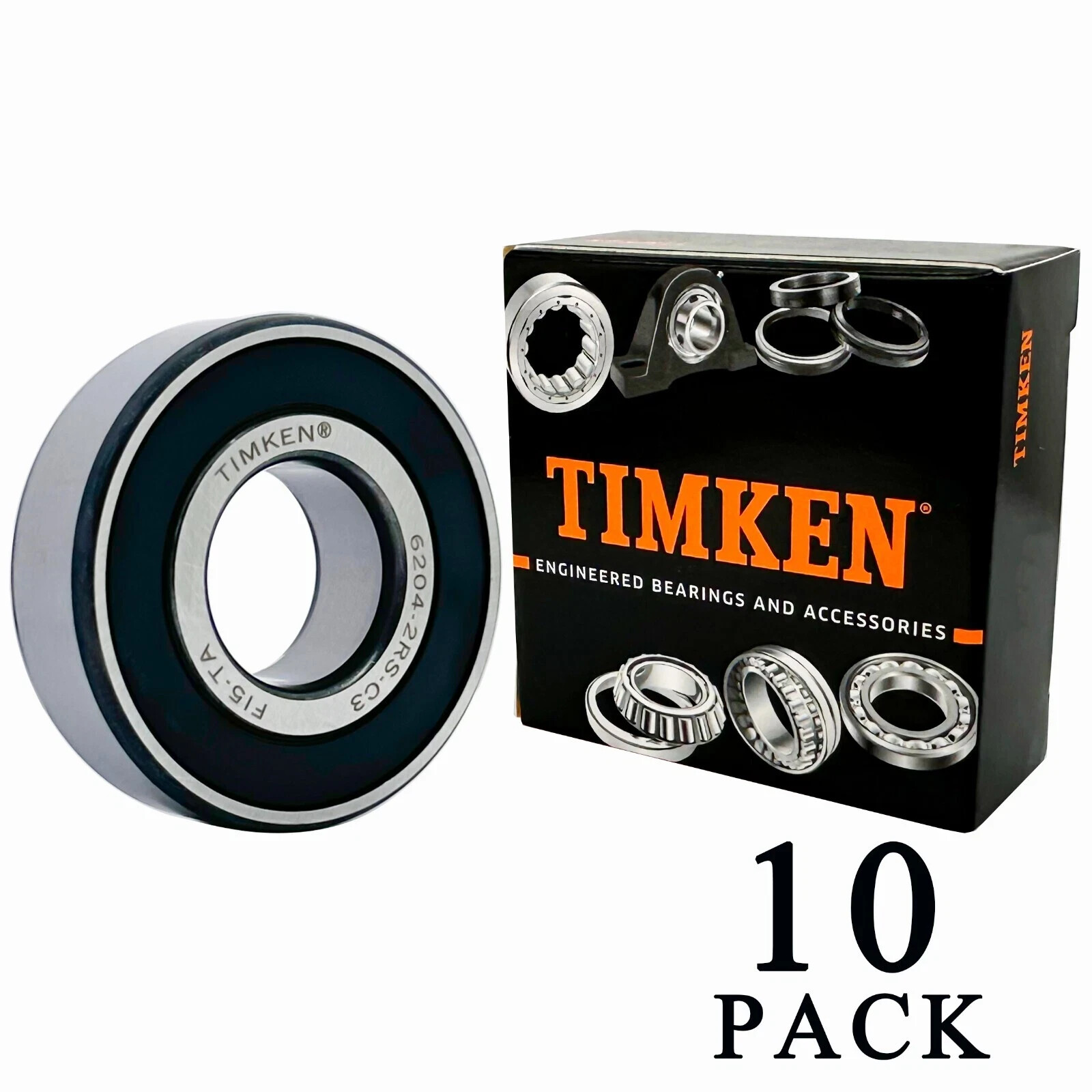 (10 PACK) USA TIMKEN 6204-2RS C3 20X47X14MM Double Rubber Seal Bearings
