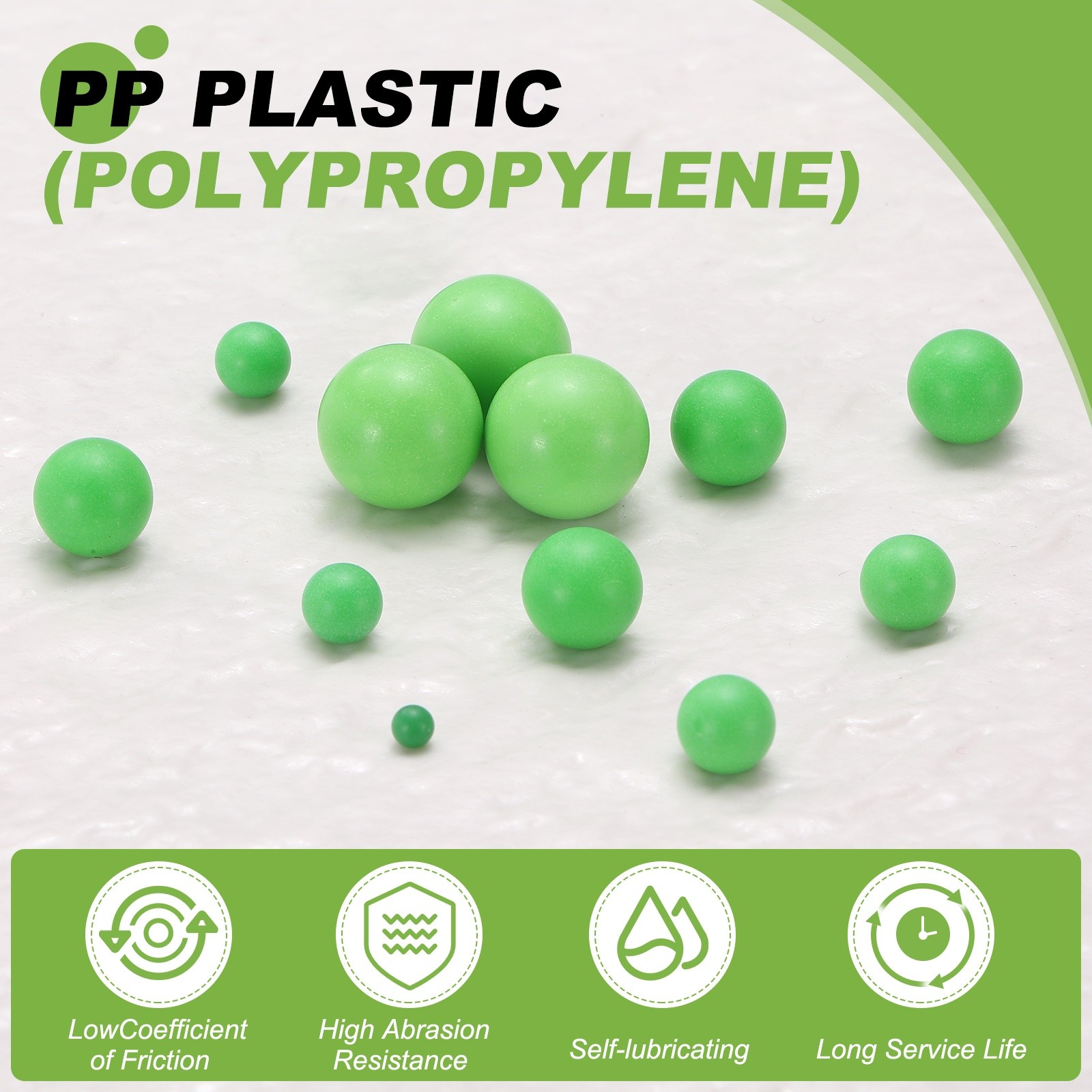 100pcs PP Plastic Bearing Balls G2 9/32″ (7.144mm) for Green