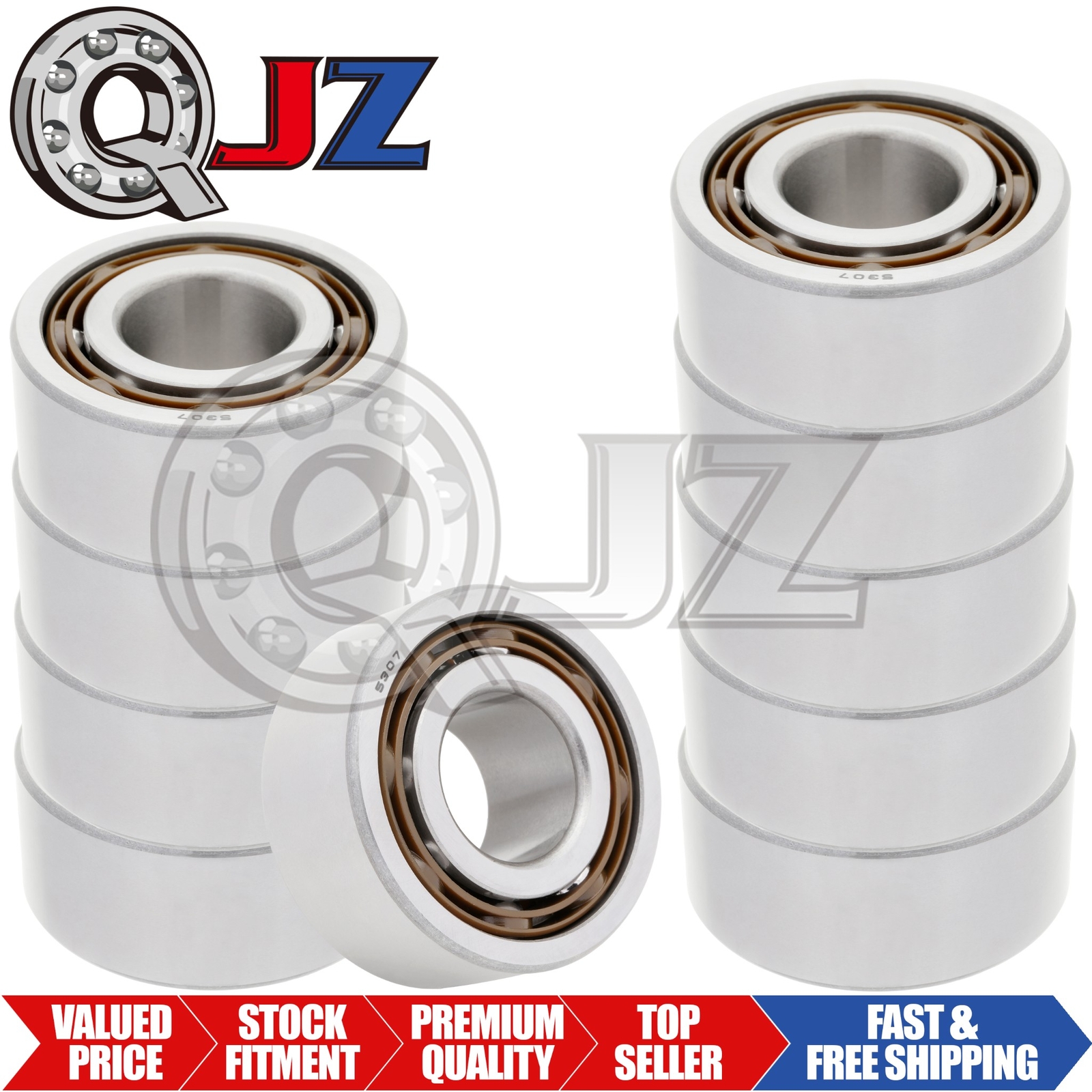 [Qty.10] 5307-OPEN Angular Contact Ball Bearing [35mm ID x 80mm OD x 34.9mm W]