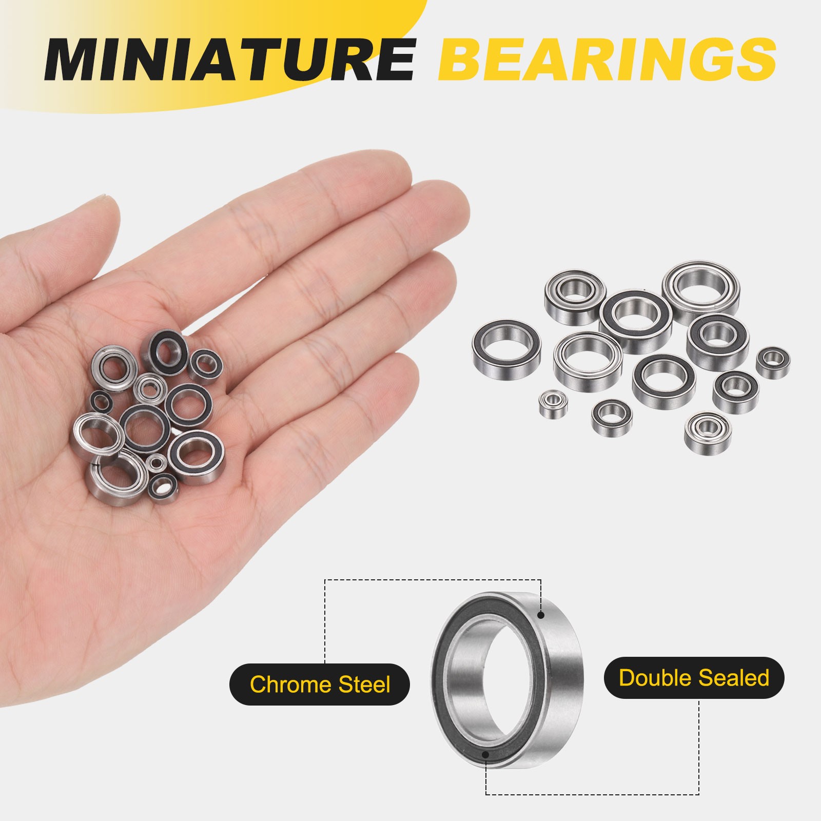 4 Pcs 8x12x3.5mm SMR128-2RS Deep Groove Ball Bearings 440C Double Sealed Bearing