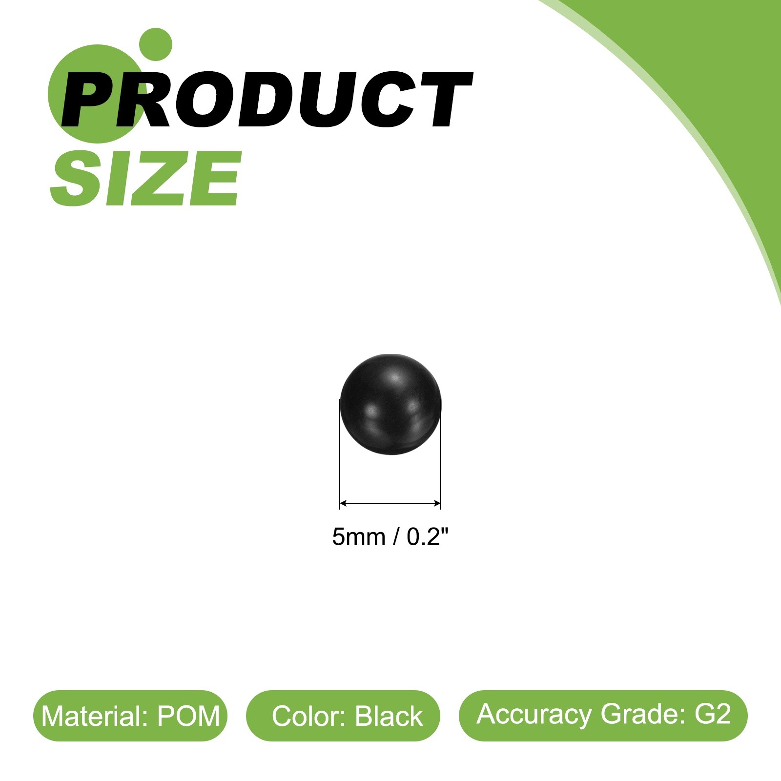 200 Pcs Black POM Plastic Bearing Balls G2 13/64″(5mm) Solid Plastic Balls