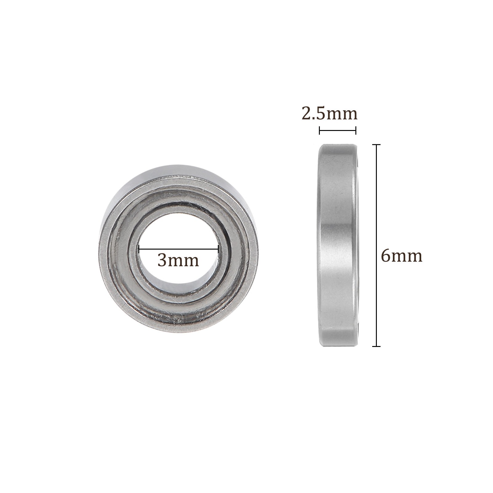 10pcs SMR63ZZ Deep Groove Ball Bearings 3mmx6mmx2.5mm Stainless Steel