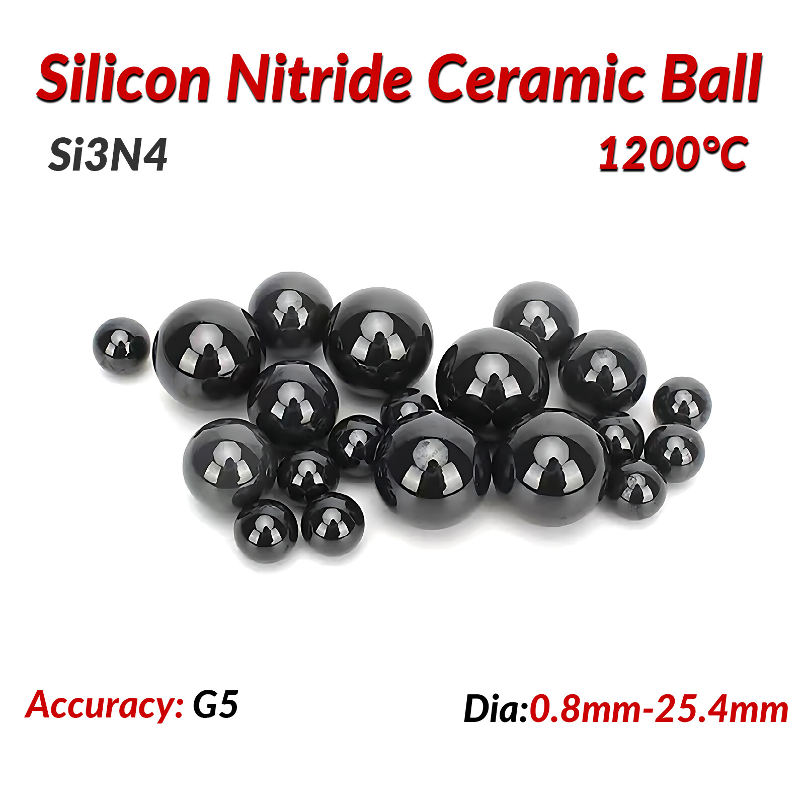 G5 Precision Solid Bearing Balls Silicon Nitride Ceramic Ball Dia 0.8mm -25.4mm