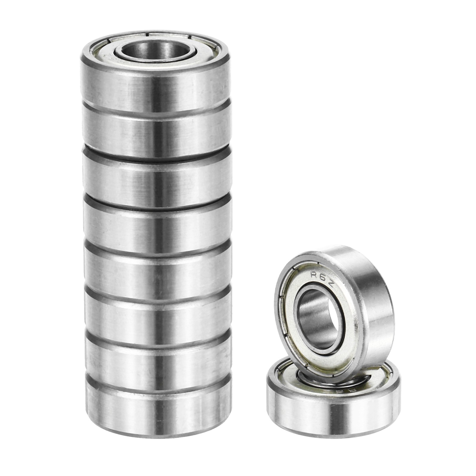 10pcs R6ZZ 3/8″ ID x 7/8″ OD x 9/32″ Height Z3 Ball Bearings Silver Tone