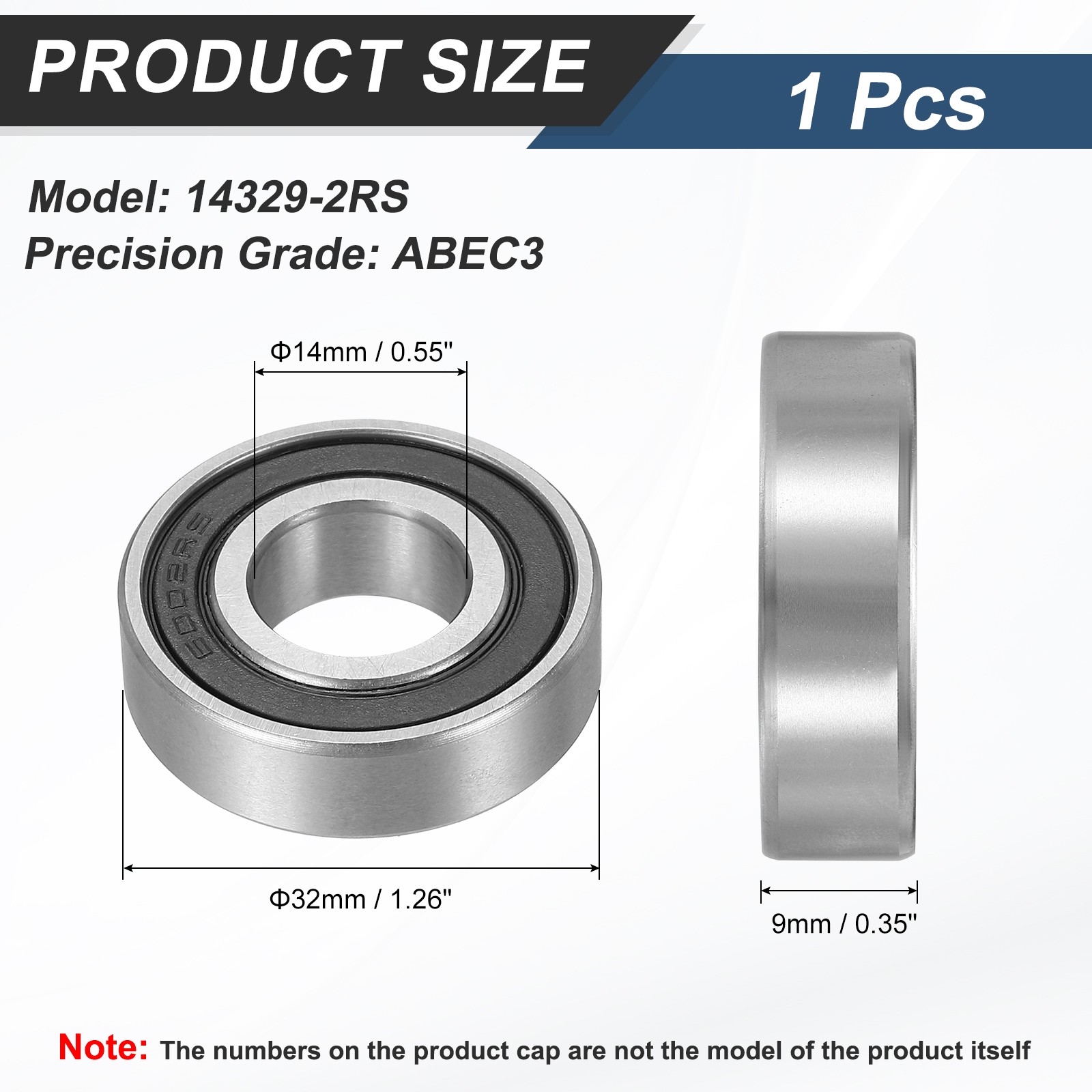 14329-2RS Non-Standard Ball Bearings 14mm x 32mm x 9mm, ABEC3