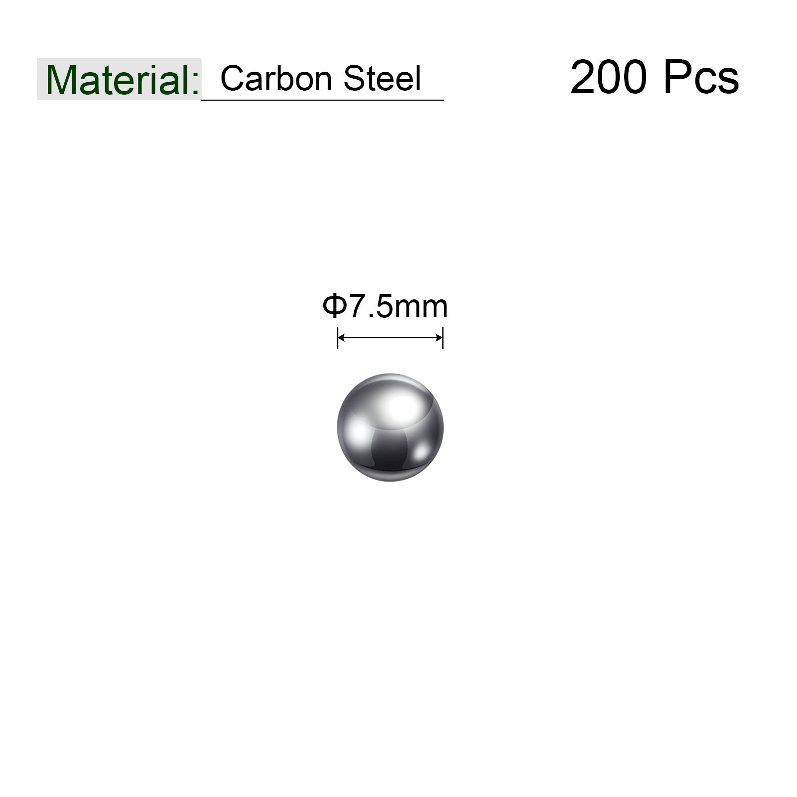 200pcs 7.5mm Carbon Steel Bearing Polished Precision Balls