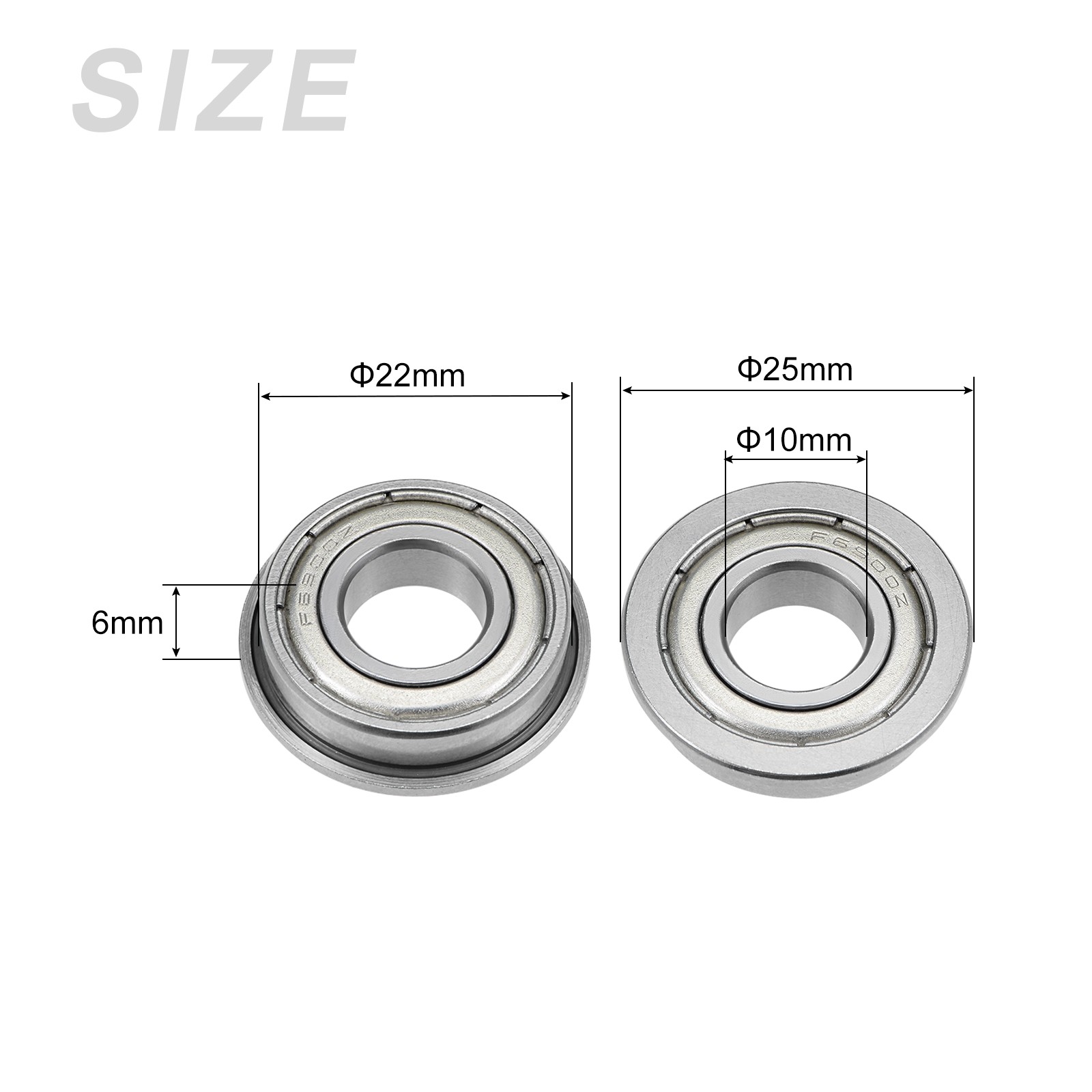 5Pcs Chromium Steel Shielded Flange Ball Bearing F6900ZZ, 10mm x 22mm x 6mm