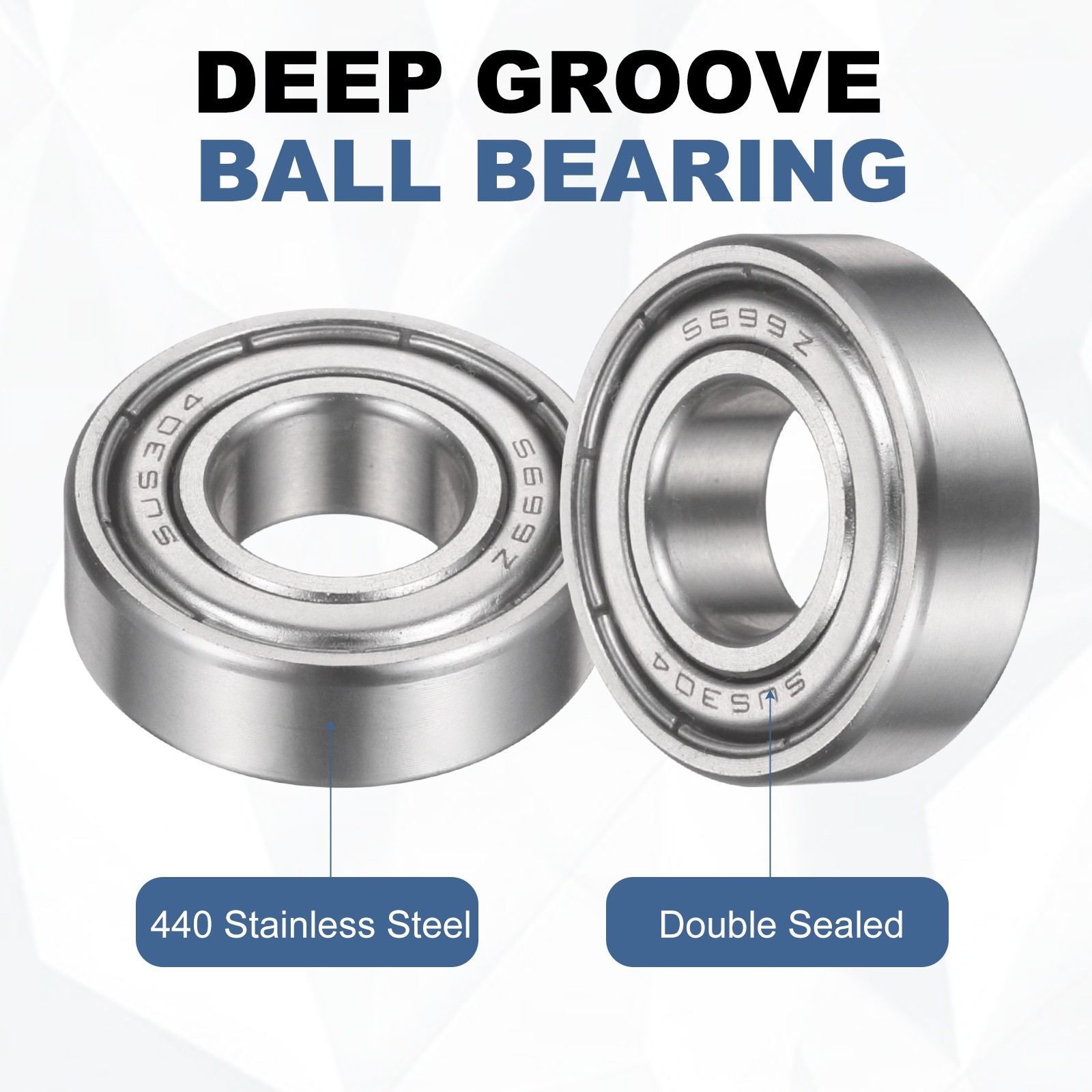 2Pcs S699ZZ Deep Groove Ball Bearing, 9x20x6mm Double Shielded Ball Bearings
