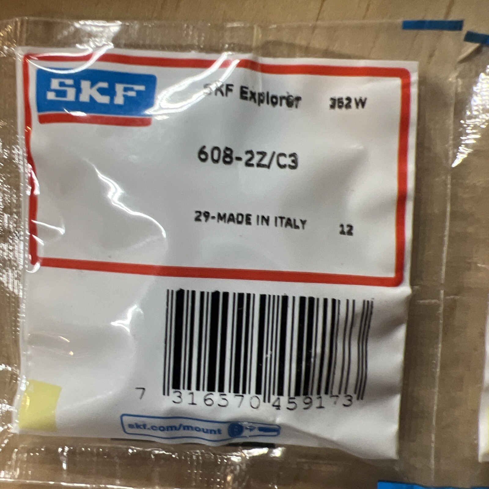 SKF 608 2Z C3 DEEP GROOVE BALL BEARING, METAL SHIELDED 8x22x7 mm