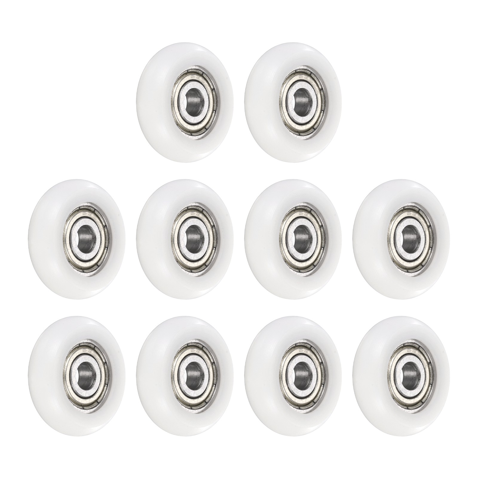 10Pcs 5x24x7mm Metal Shielded (GCr15) Chrome Steel Bearing+POM Guide, White