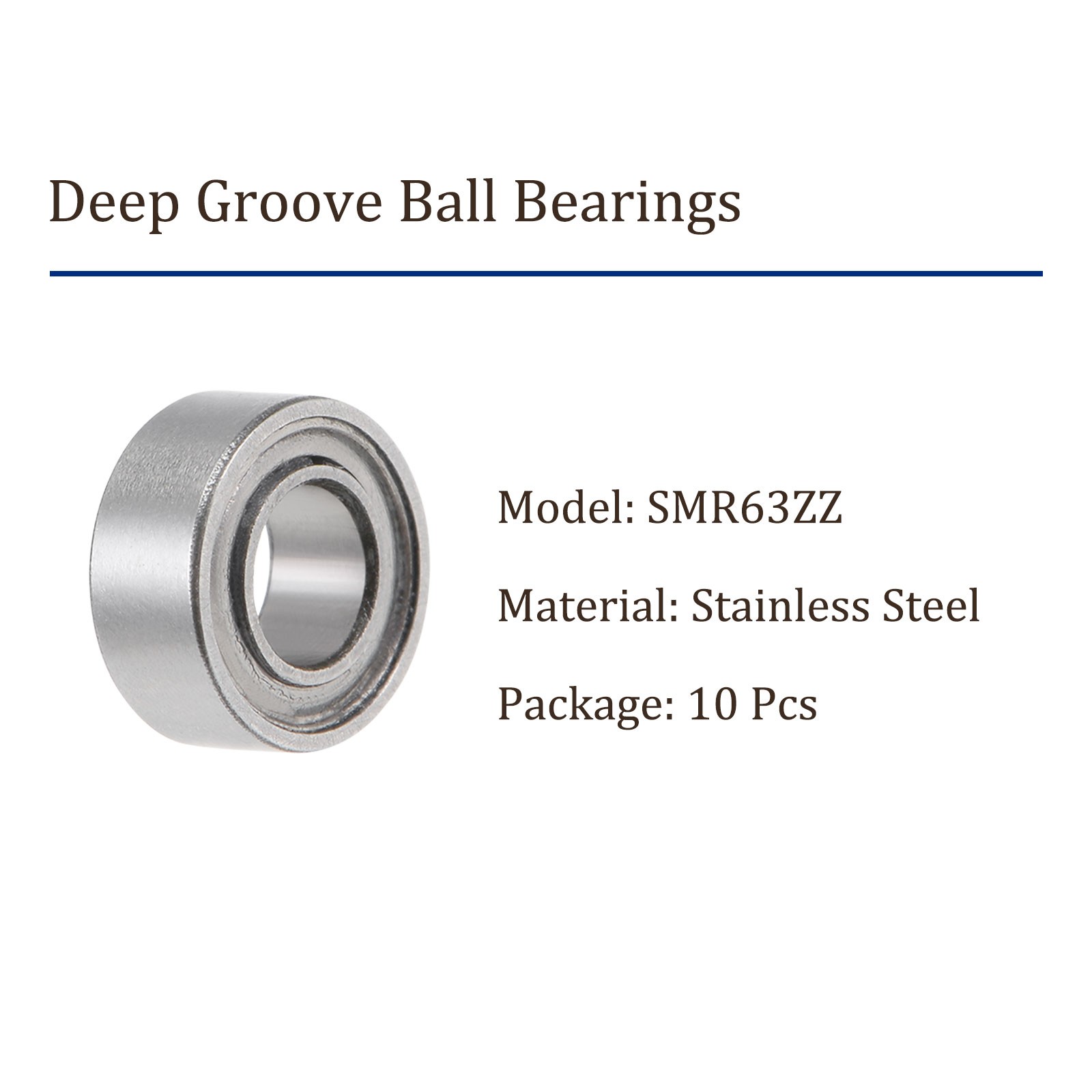 10pcs SMR63ZZ Deep Groove Ball Bearings 3mmx6mmx2.5mm Stainless Steel