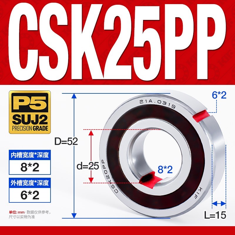 CSK25PP 25×52×15 One-Way Clutch Bearing Sprag w/ Keyways P5