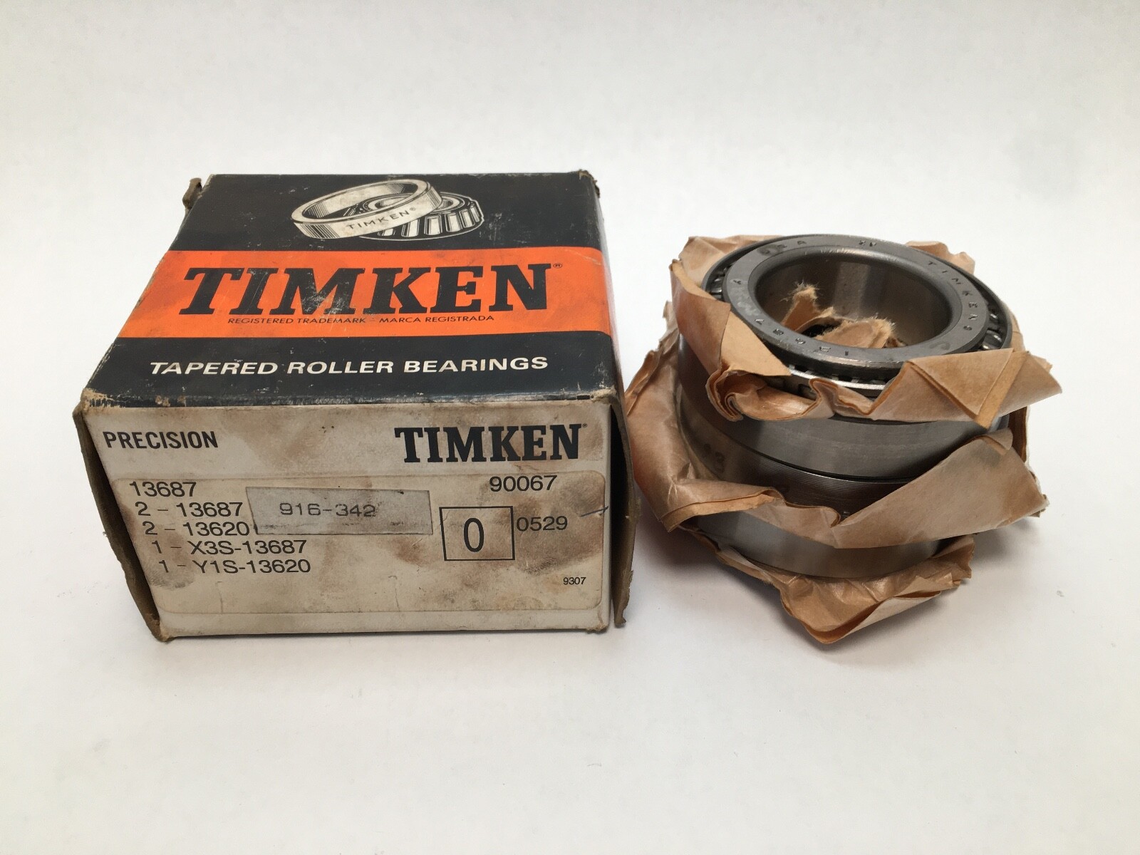 Timken 13687-90067 Taper Bearing Cone & Cup Assembly 1-1/2″ ID 2-23/32″ OD USA