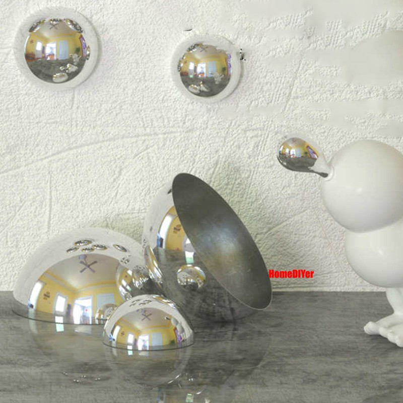 Stainless Steel Half Hollow Ball Sphere Hemisphere Mirror Gazing Ball 12.7-300mm