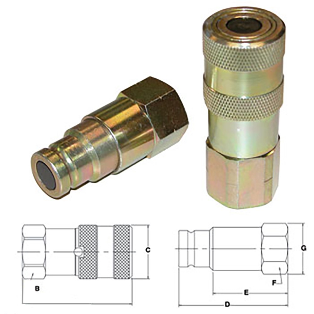 FF2514FPS 1/4″ Inch Flat Face Hydraulic Coupler Socket and Plug