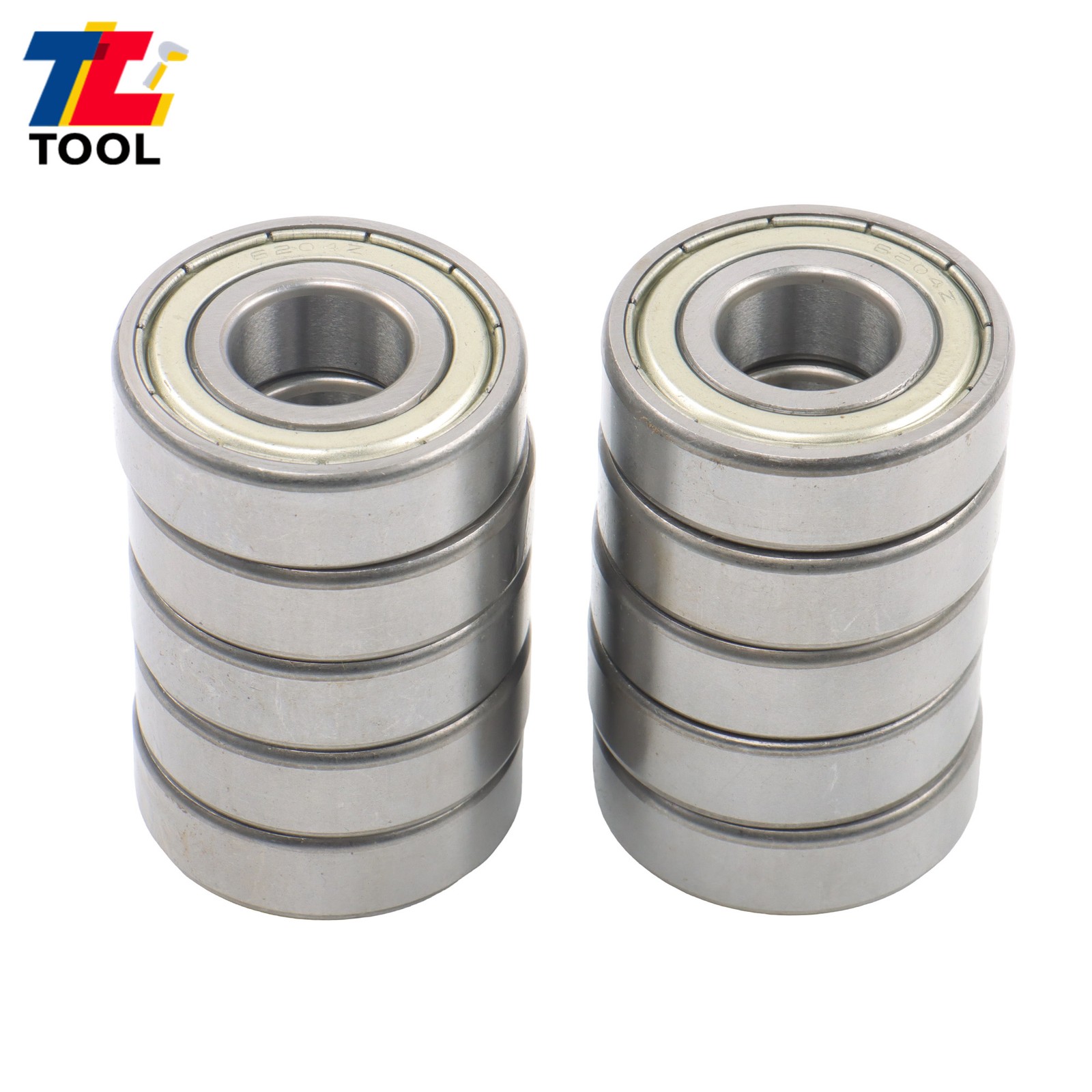 Industrial 6204-ZZ Ball Bearings 10 Pcs 20x47x14mm Double Metal Seal