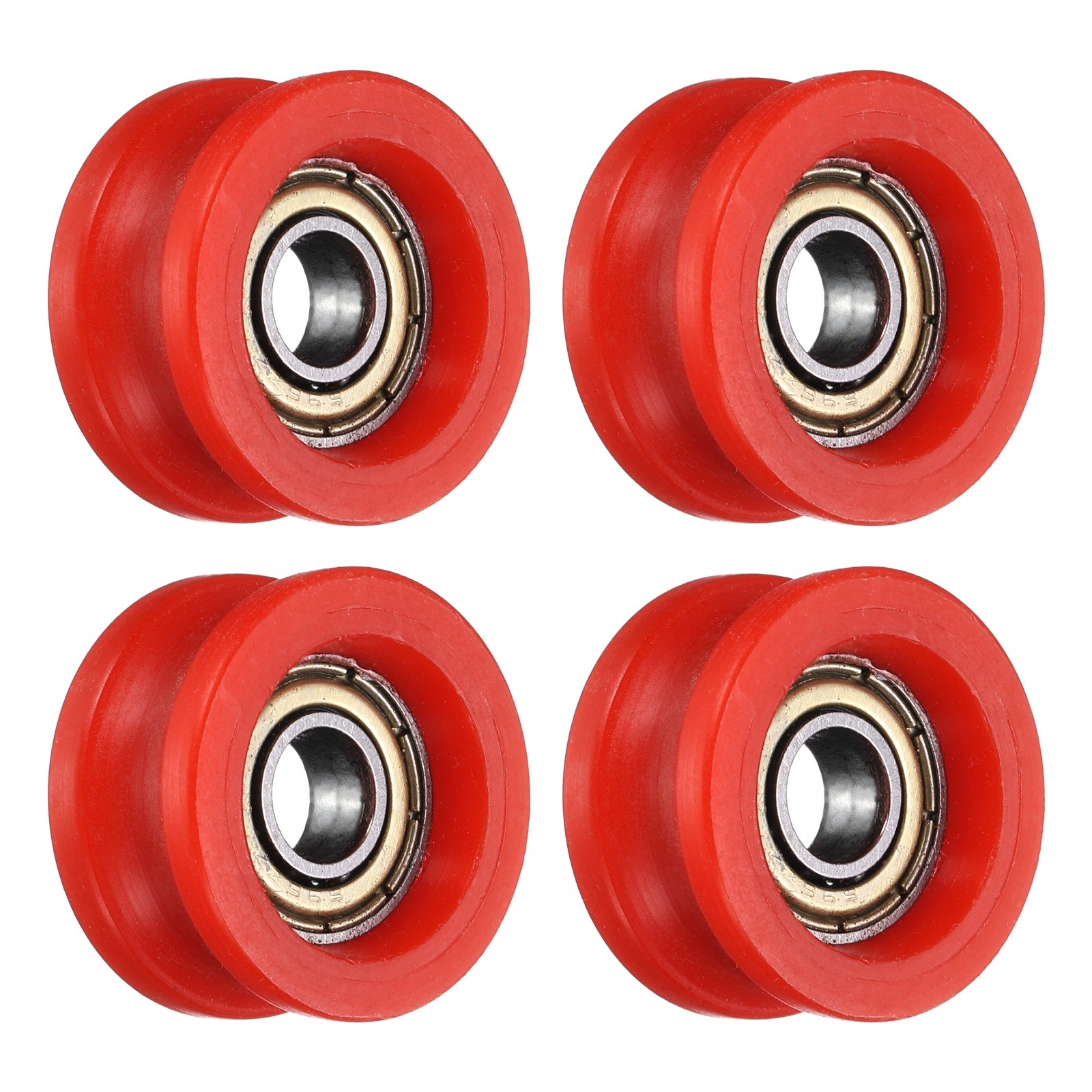 4Pcs Groove Plastic Guide Bearing 6x23x11.4mm Pulley Roller(Red)