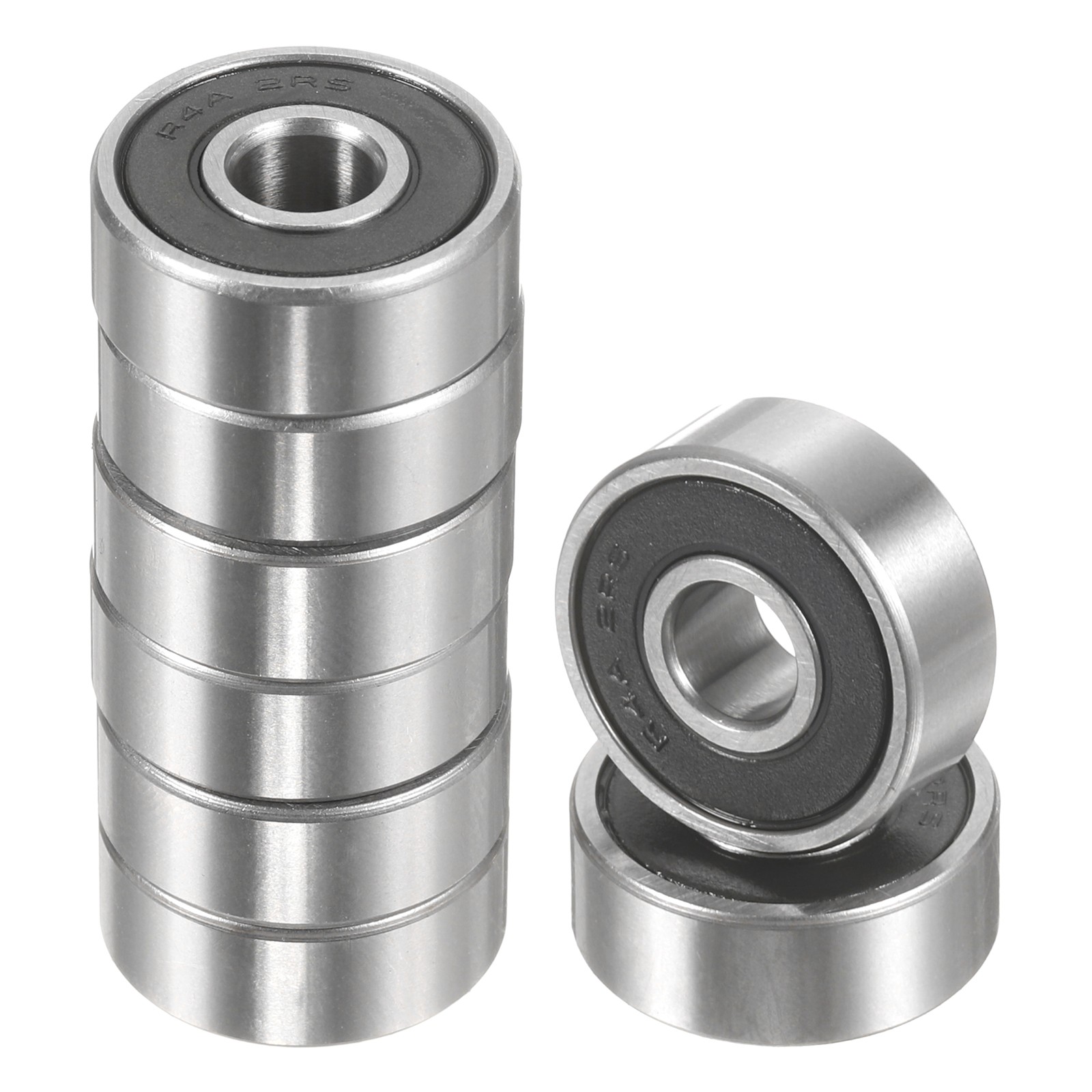 8pcs R4A-2RS 1/4″ ID x 3/4″ OD x 9/32″ Height Z2 Ball Bearings, Silver Tone