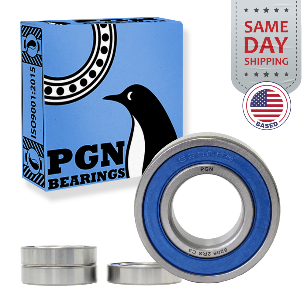 (4) 6206-2RS Premium Rubber Seal Ball Bearing C3 EMQ, 30x62x16, 6206 2RS 6206rs