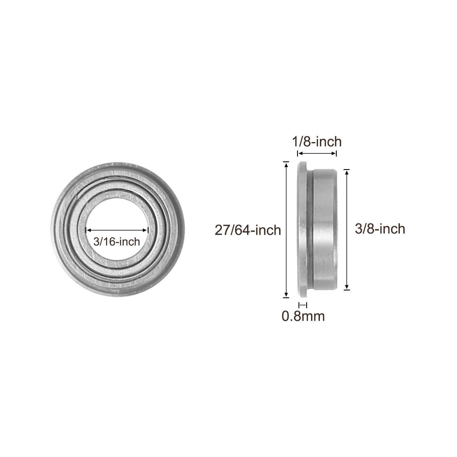 10pcs FR166ZZ Flanged Ball Bearing 3/16×3/8×1/8 Inch Bearing Chrome Steel