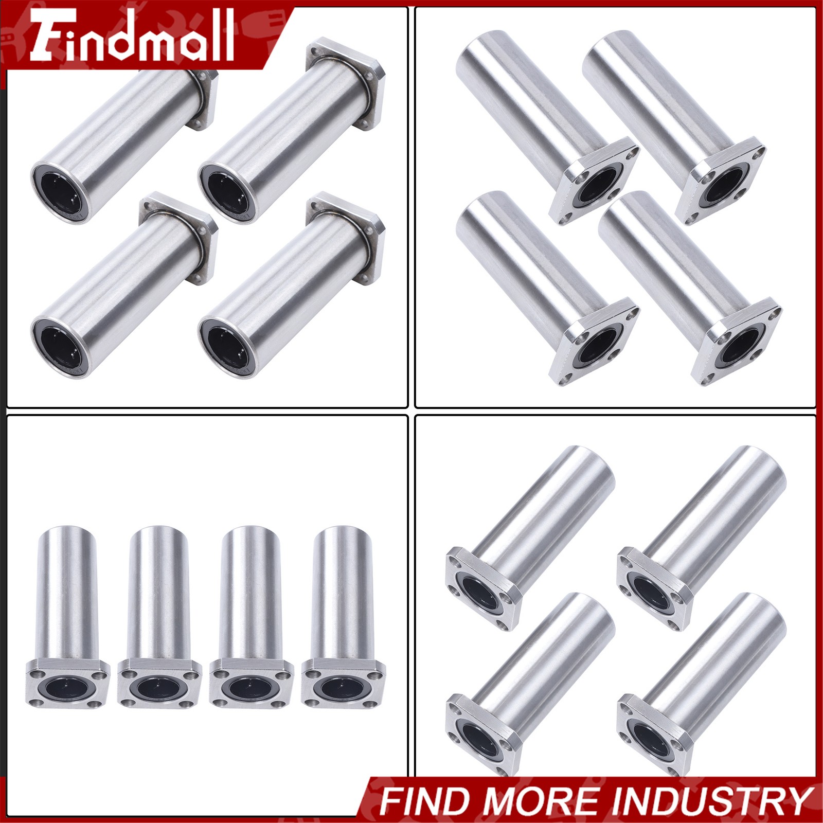Findmall Steel Cage LMK25UU Linear Bearing 25x40x59mm Square Flange for CNC