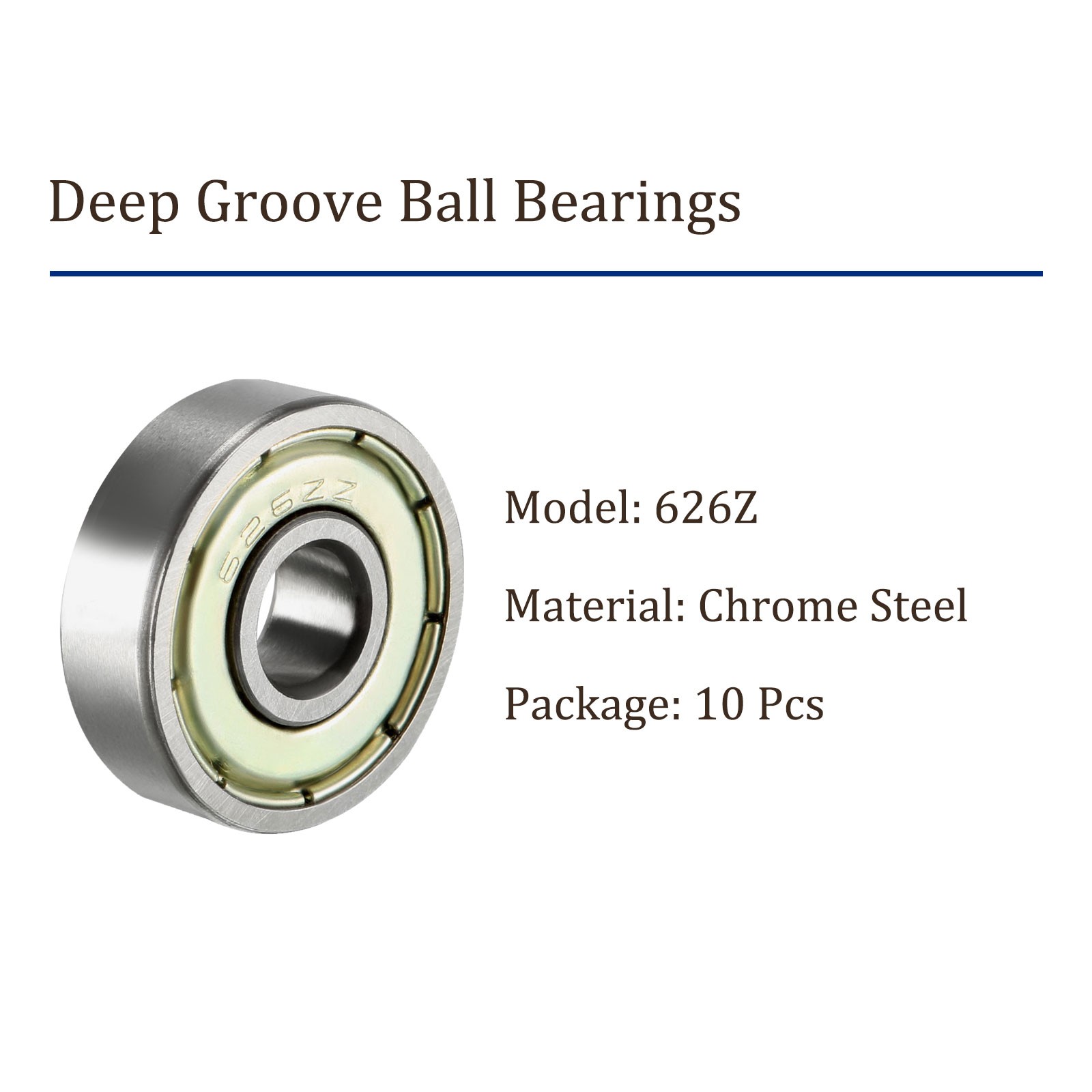 10pcs 626Z Deep Groove Ball Bearing Single Shield 60026 Chrome Steel Bearings