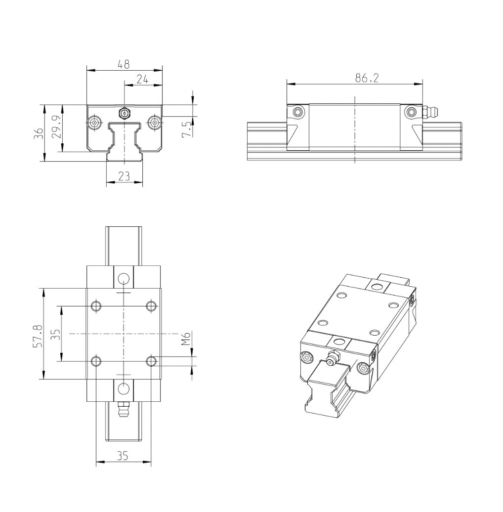 BOSCH REXROTH R162221220 KWD-025-SNS-C1-P-1 Ball Runner Block Carbon Steel