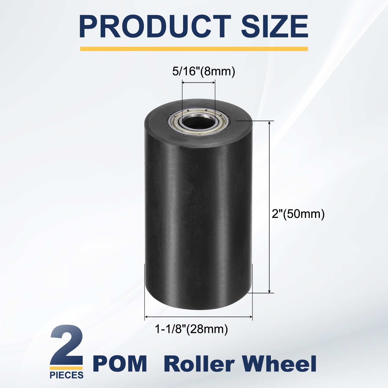 2Pcs POM Roller Wheel with Bearings 5/16″ x 1-1/8″ x 2″ Bearing Pulley