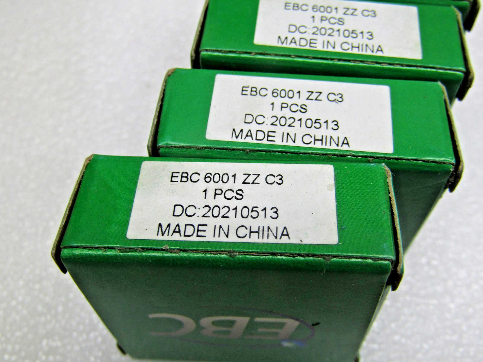 (Lot of 6) EBC 6001-ZZ C3 12mm X 28mm X 8mm Shielded Bearing