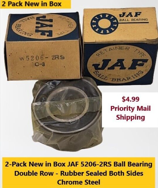 NEW 2 Pack JAF 5201-2RS DOUBLE RUBBER SEALED AC Compressor Clutch BALL BEARING