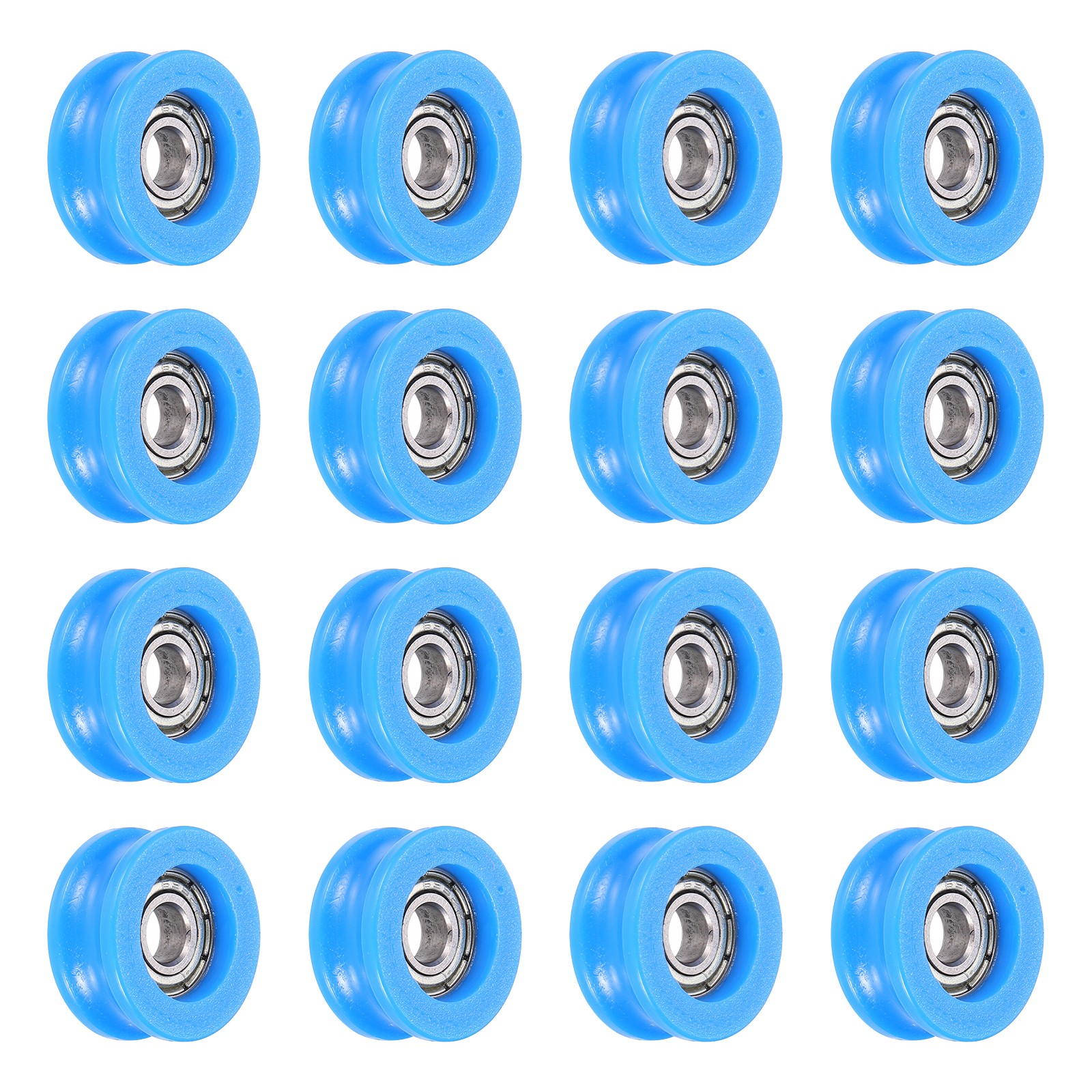 16Pcs Groove Nylon Plastic Guide Bearing 5×8.5x19mm Pulley Roller(Blue)