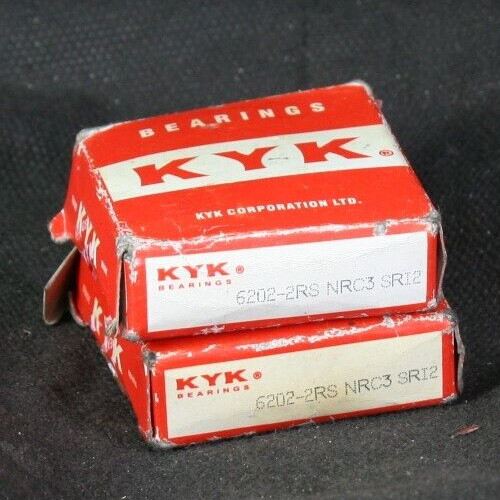 Two (2) KYK 6202-2RS NR C3 SR12 Deep Groove Bearings 15MM ID w Snap Ring NEW