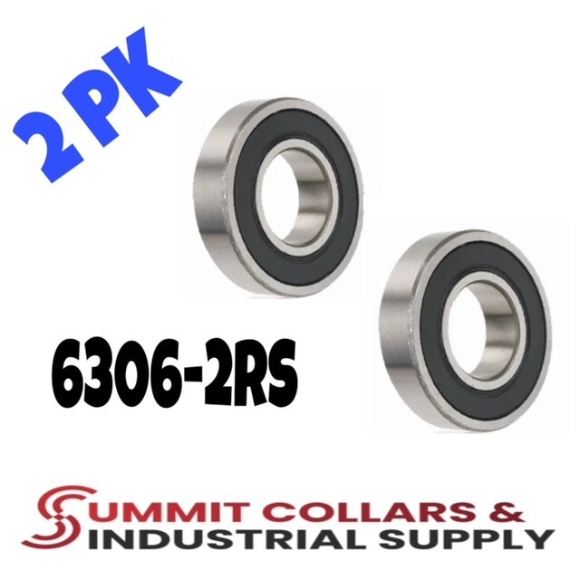 6306-2RS Ball Bearing Premium Rubber Sealed 30x72x19 mm (Qty 2)