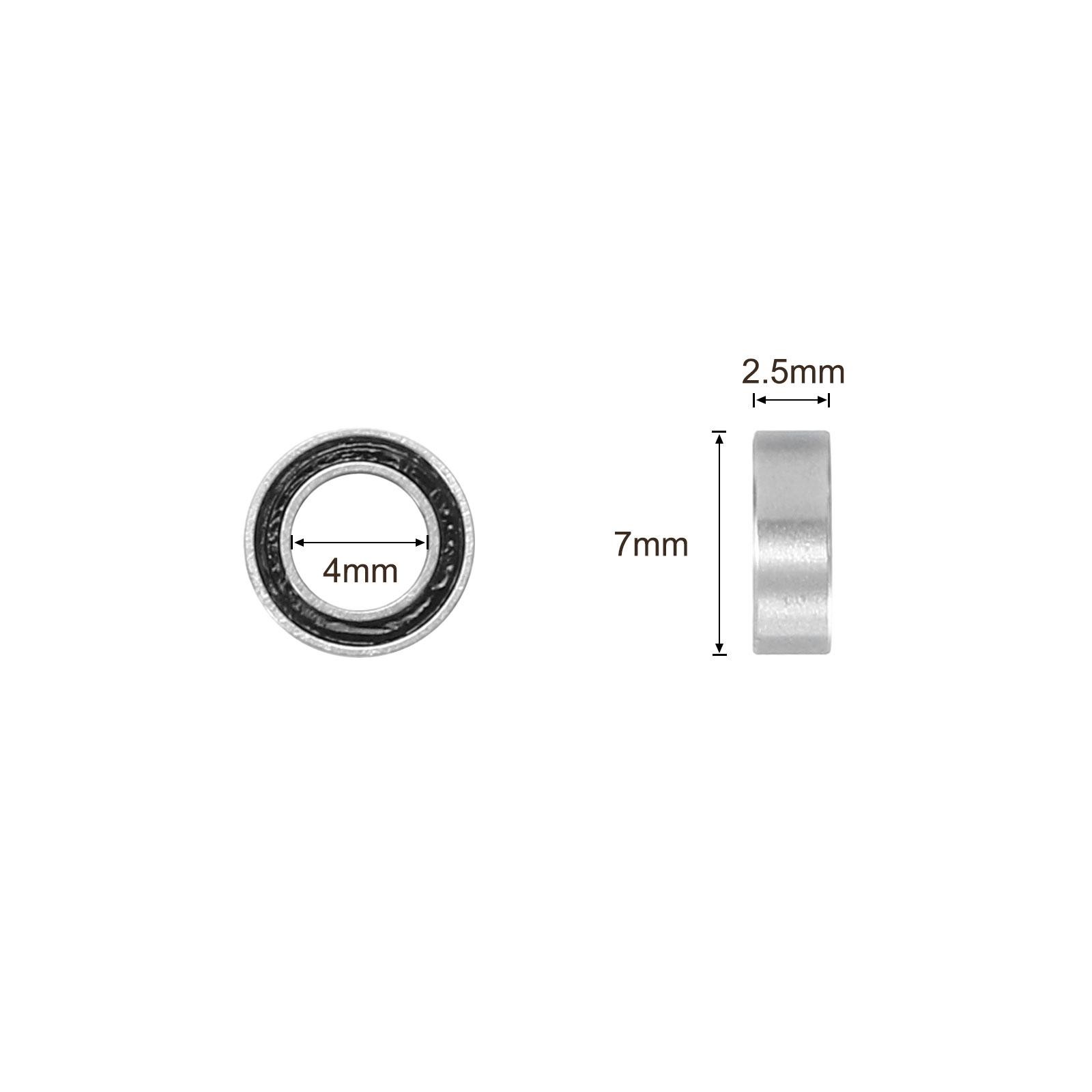 10pcs Deep Groove Ball Bearings 4x7x2.5mm Chrome Steel Double Sealed ABEC1