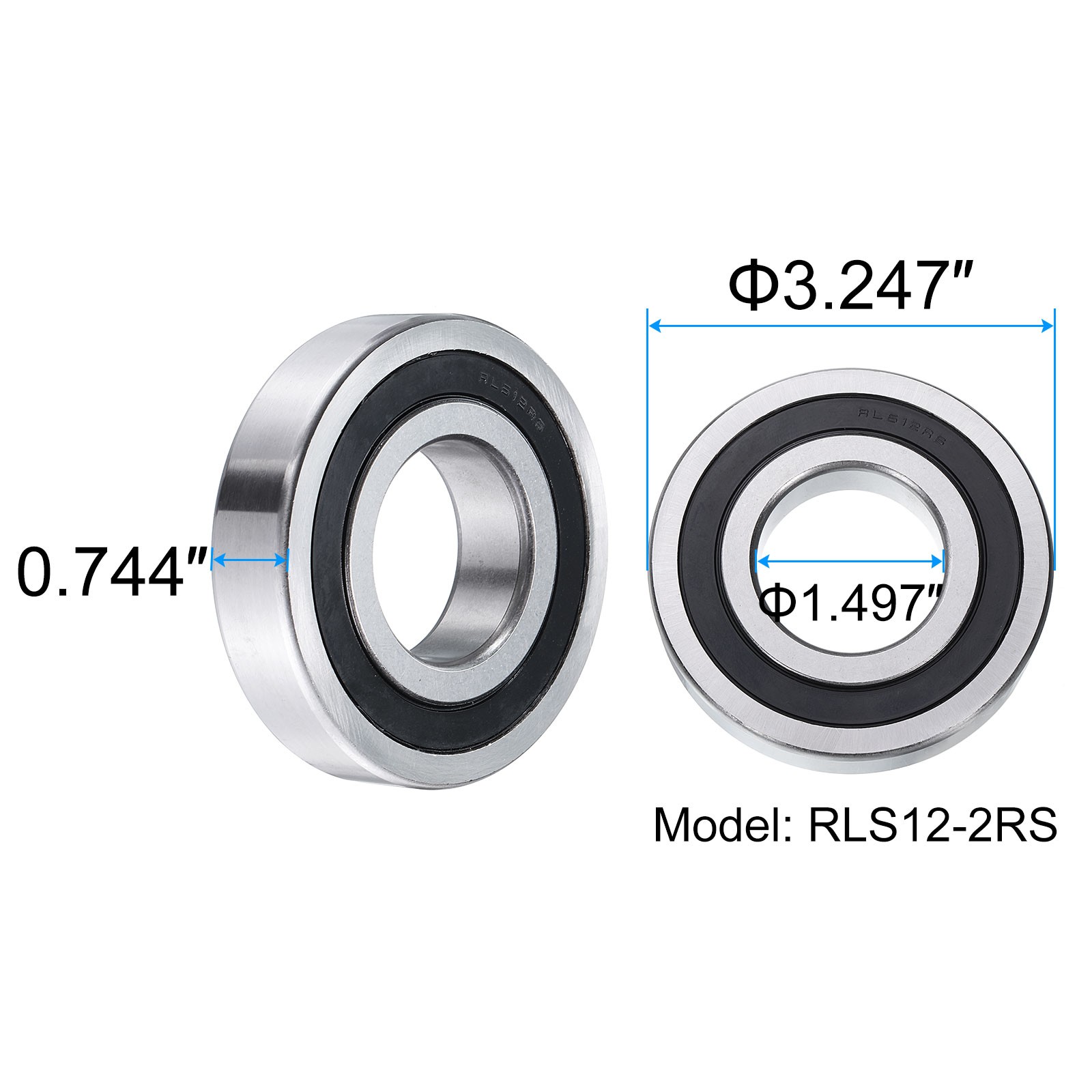 1Pcs RLS12-2RS Ball Bearings 1.497×3.247×0.744″ Double Sealed ABEC3 ZV2
